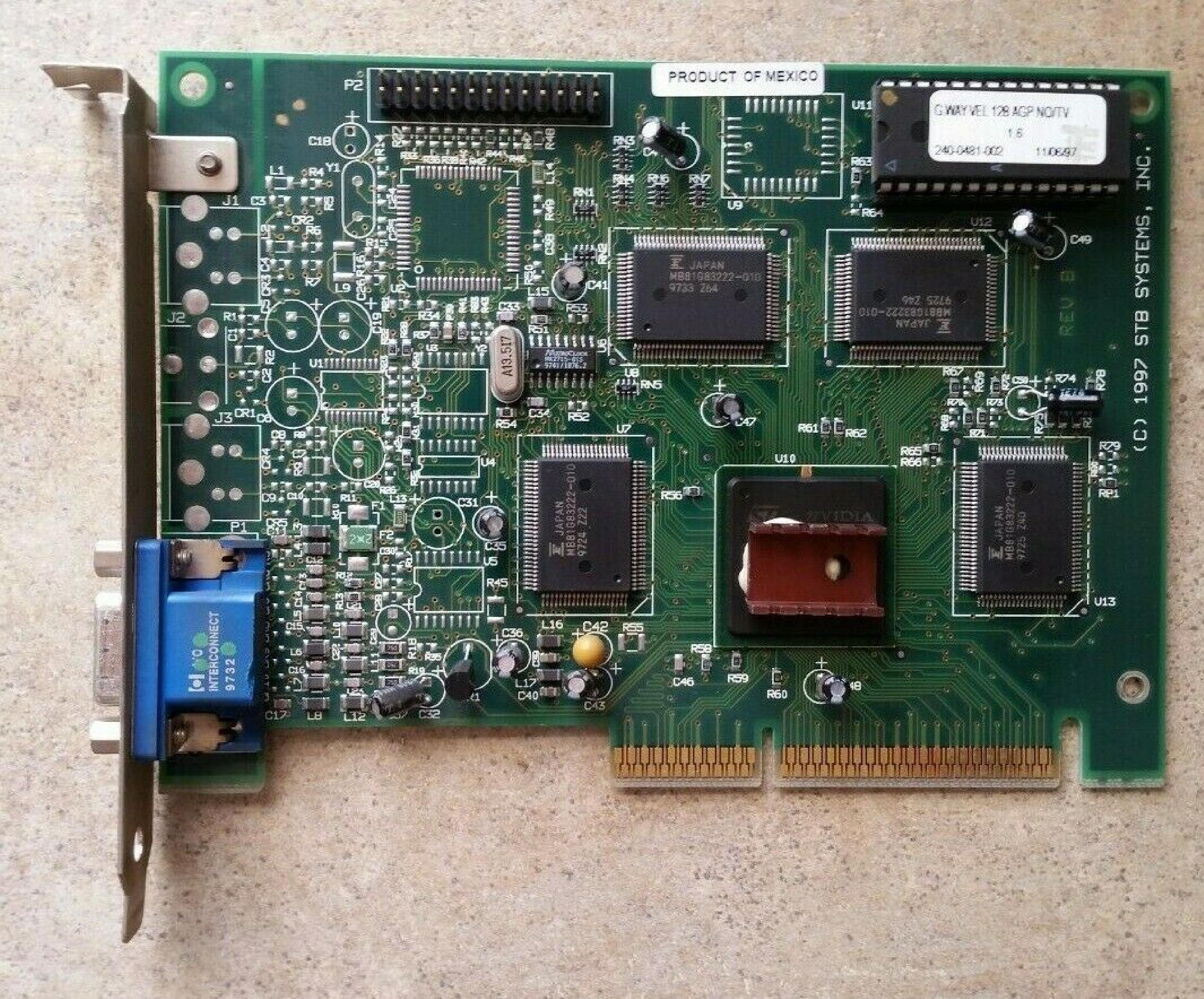 STB SYSTEMS INC 1X0-0554-305 AGP VIDEO CARD VELOCITY 128 AGP NO/TV