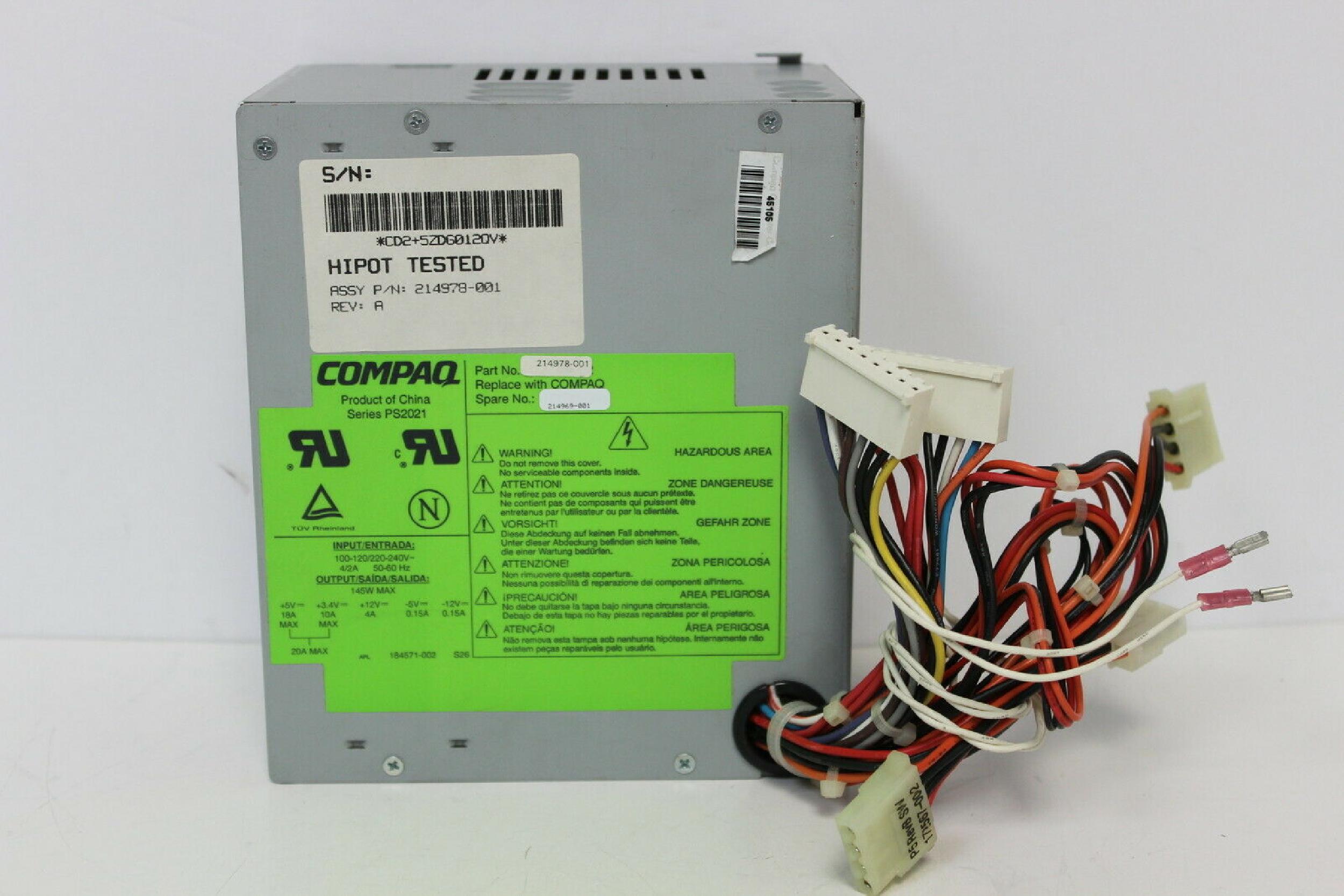 COMPAQ / HEWLETT PACKARD / HP 214978-001 145 WATT POWER SUPPLY