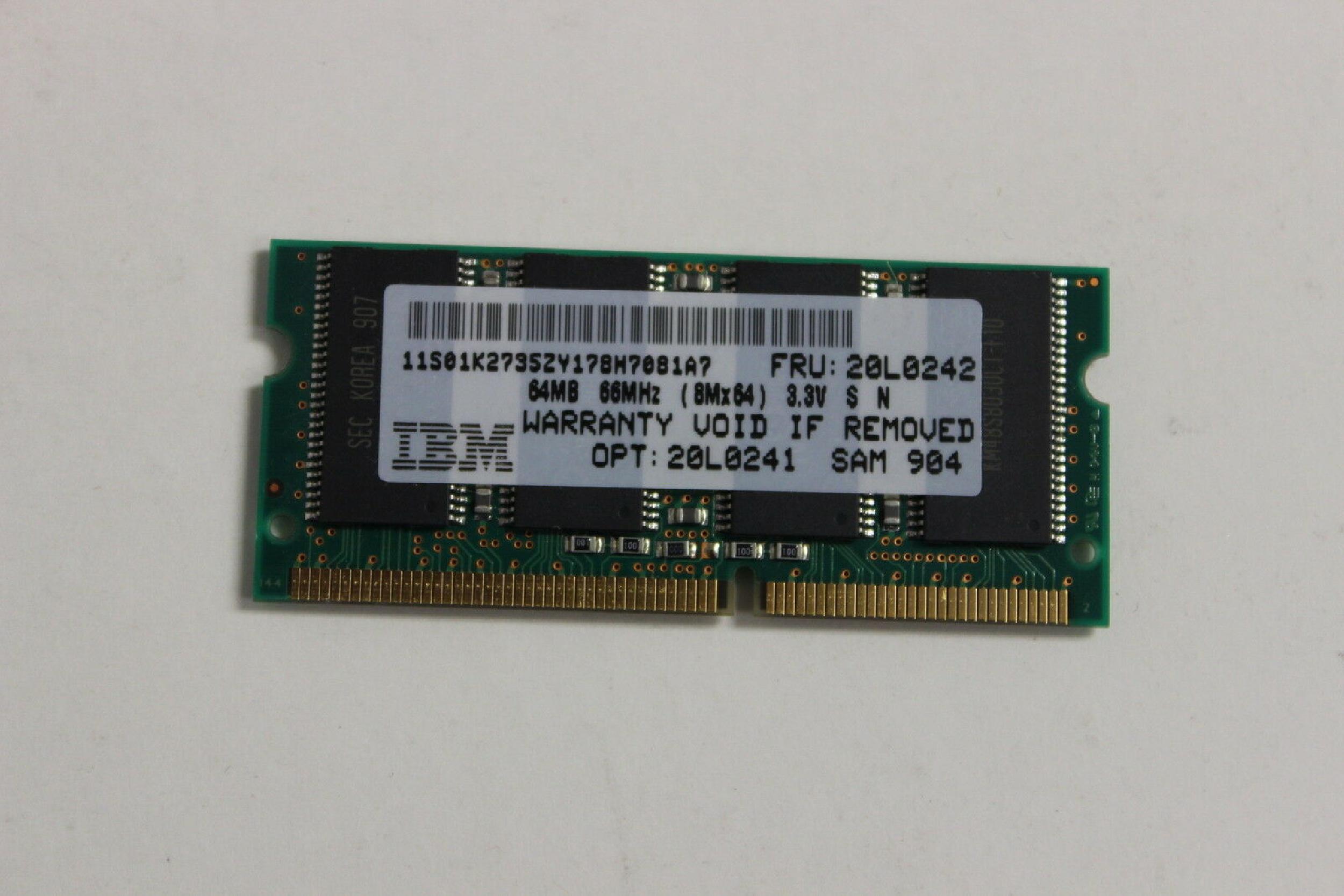 IBM 20L0242 64MB 66MNP SDRAM SO-DIMM TP 770-600-560-570-240-390-1400-1500