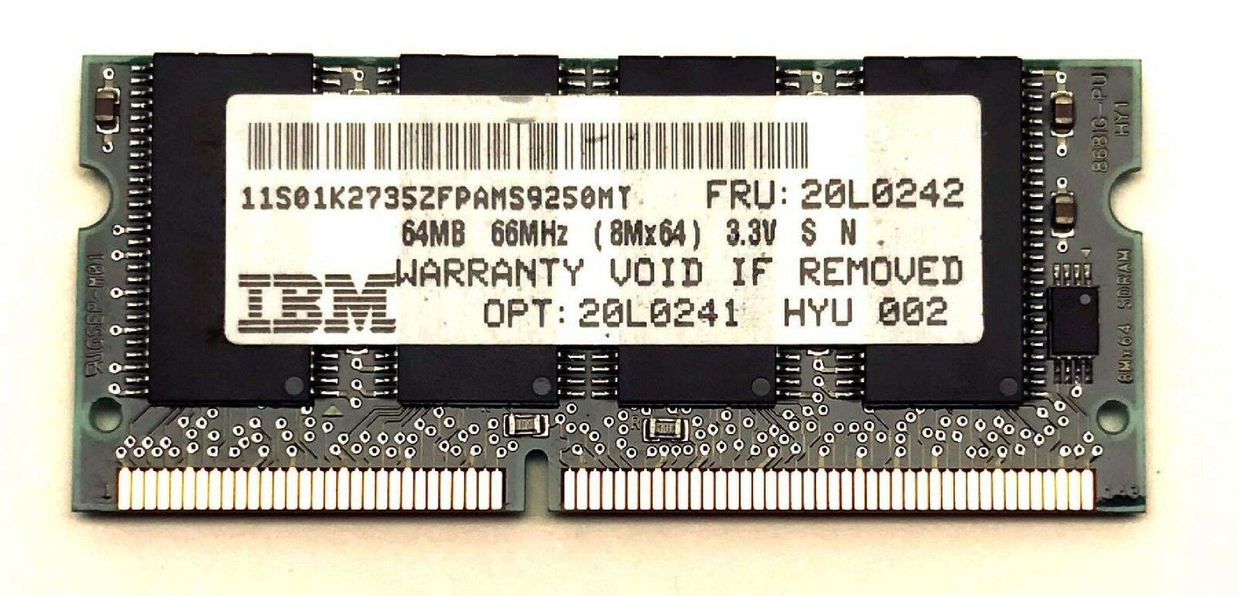 IBM 20L0242 64MB 66MNP SDRAM SO-DIMM TP 770-600-560-570-240-390-1400-1500