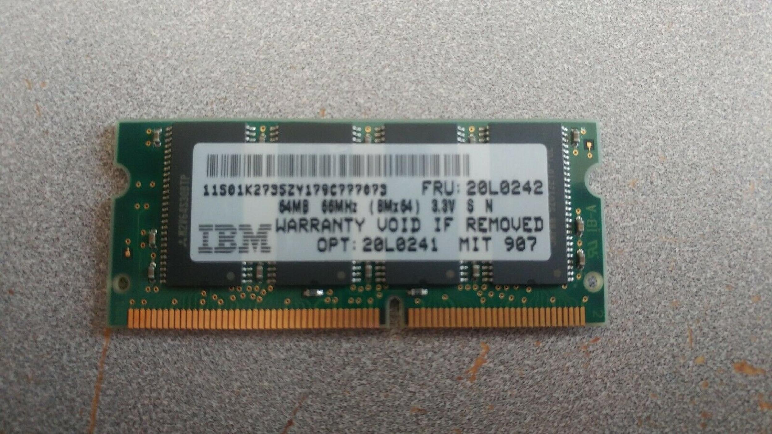 IBM 20L0242 64MB 66MNP SDRAM SO-DIMM TP 770-600-560-570-240-390-1400-1500