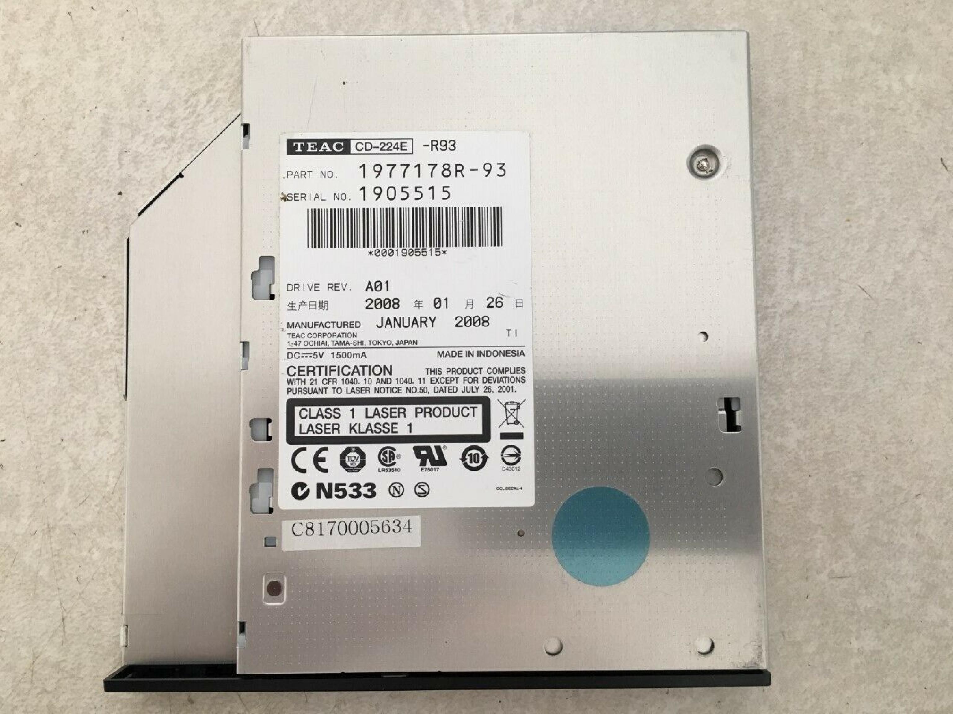 TOSHIBA / TEAC CD-224E 24X CDROM DRIVE INTERNAL OR MOUNT IN EXTERNAL CASE EIDE CD-ROM pour thinkpad IBM 27L3436 Teac CD-224E PowerEdge 1750 1850 24x Drive