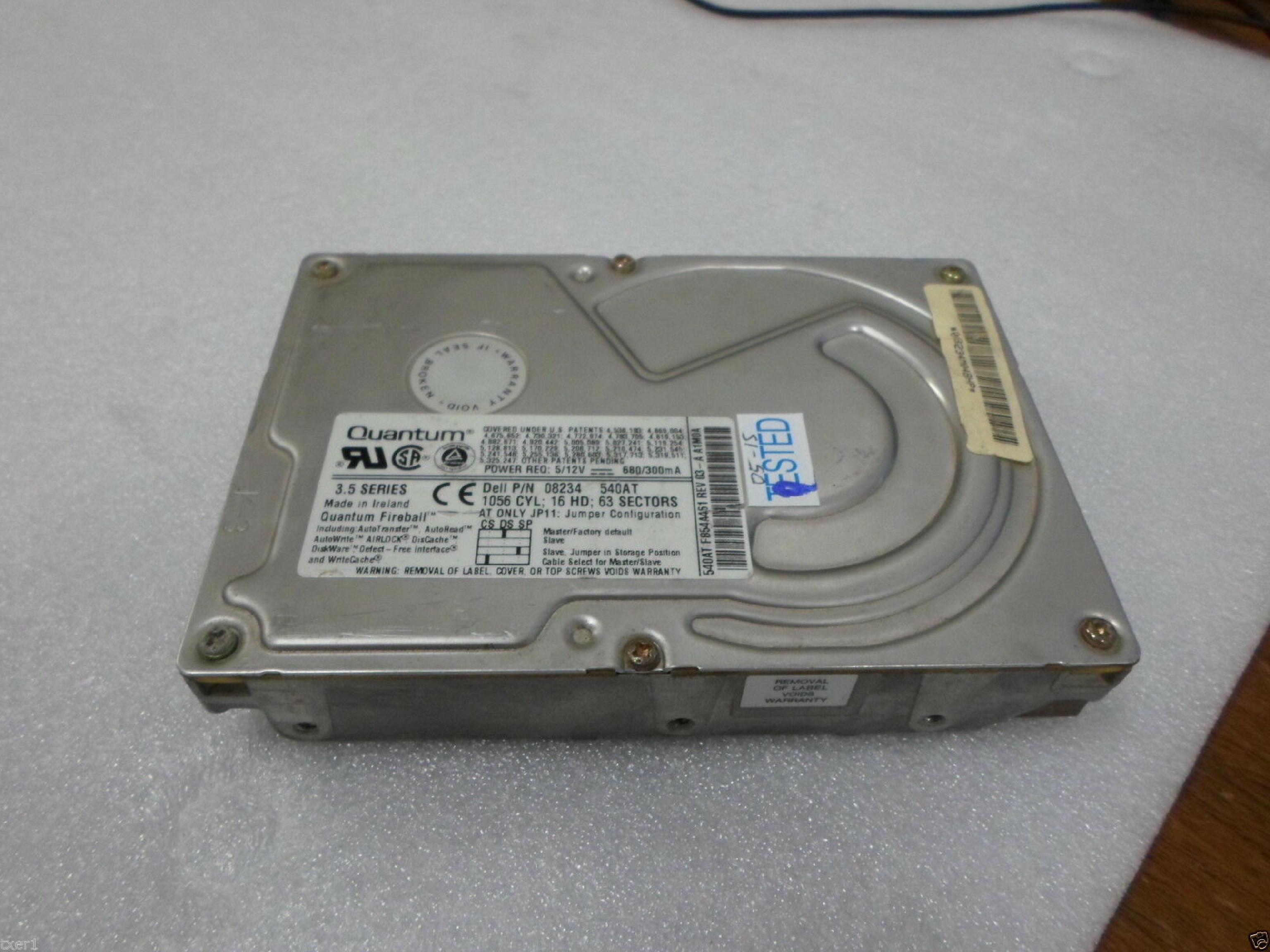 QUANTUM FB54A461 540MB IDE DRIVE 3.5