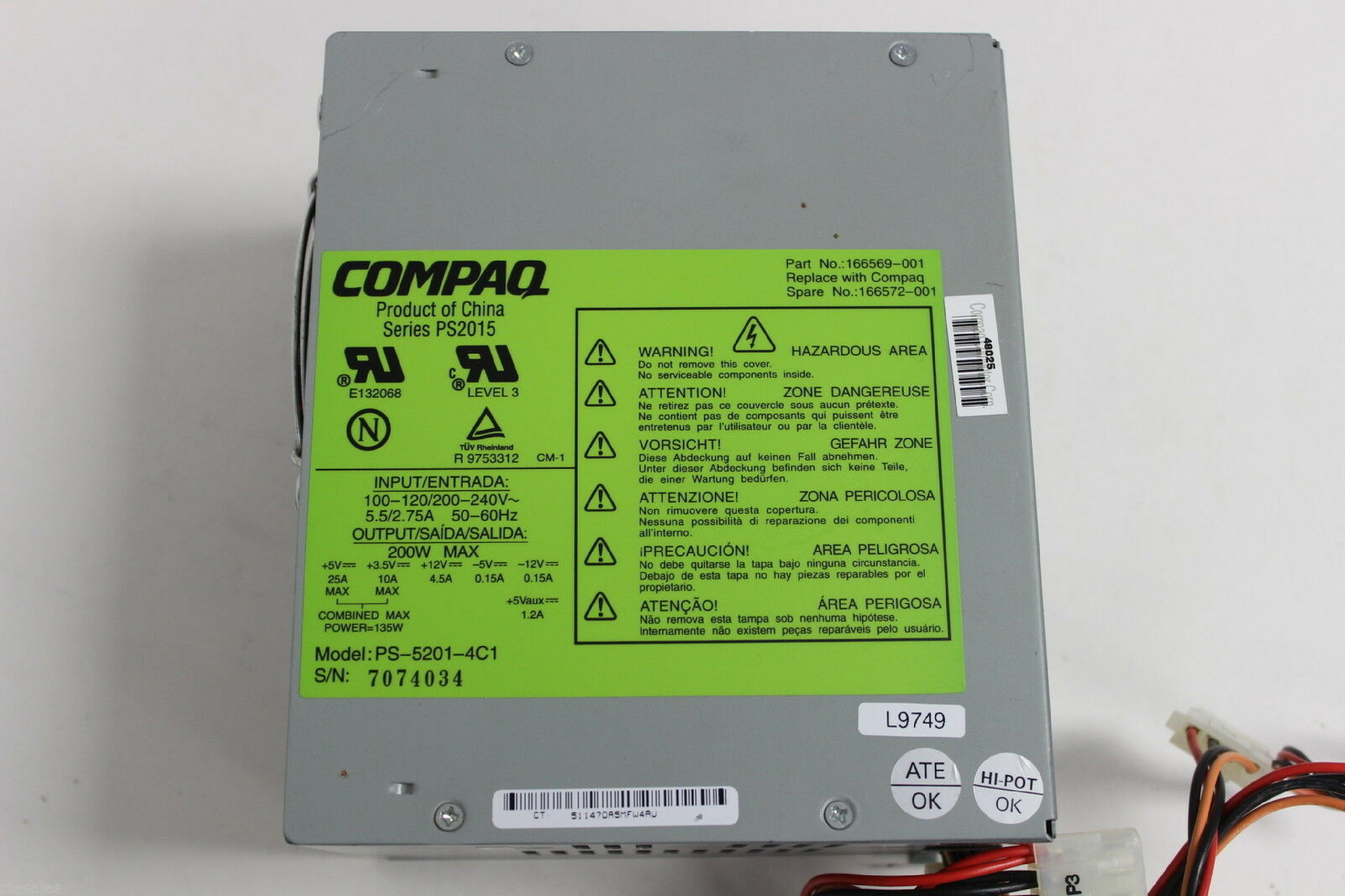 COMPAQ / HEWLETT PACKARD / HP PS2015 POWER SUPPLY