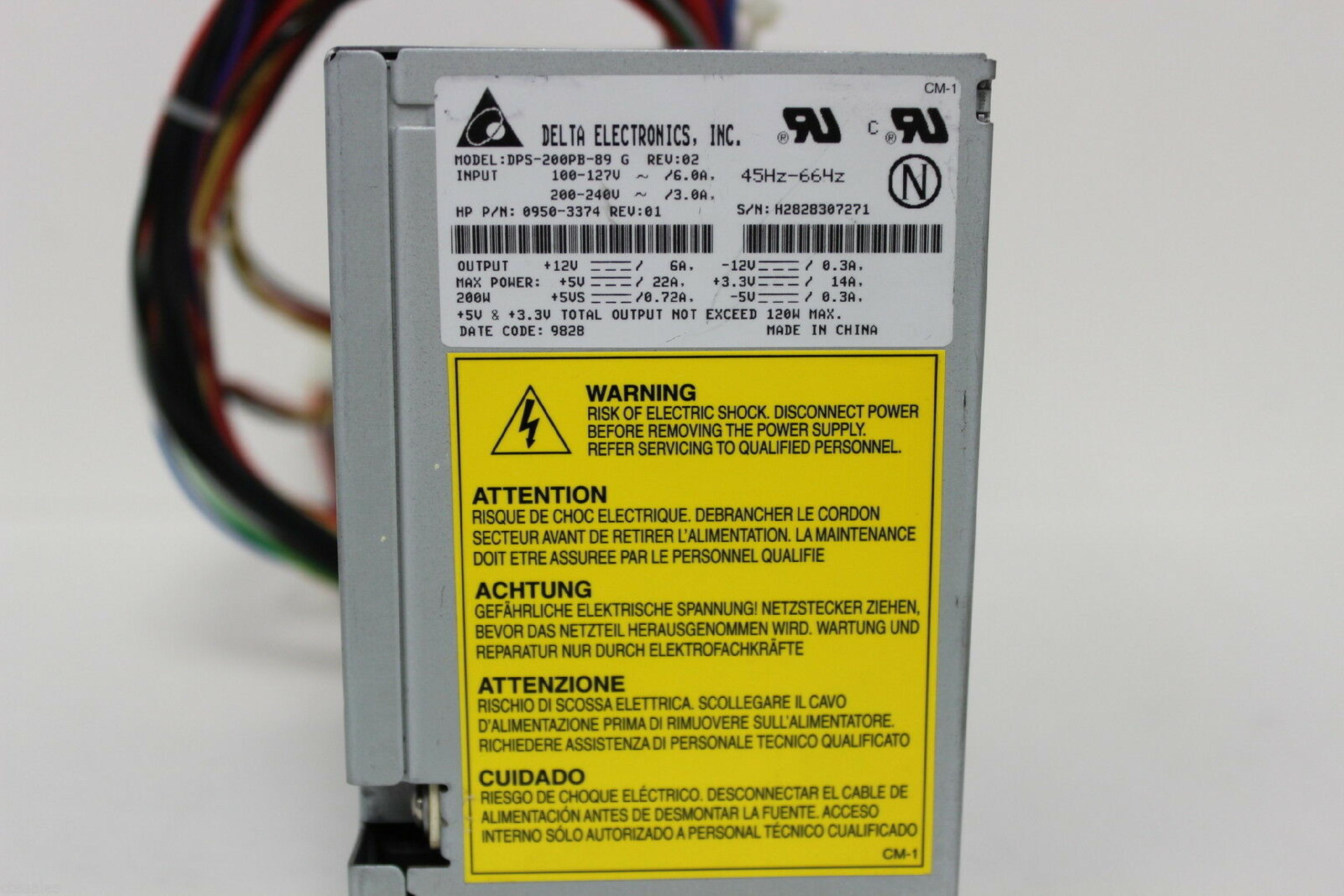 DELTA ELECTRONICS / HEWLETT PACKARD / HP / ASTEC 0950-3374 200W ATX POWER SUPPLY 120W