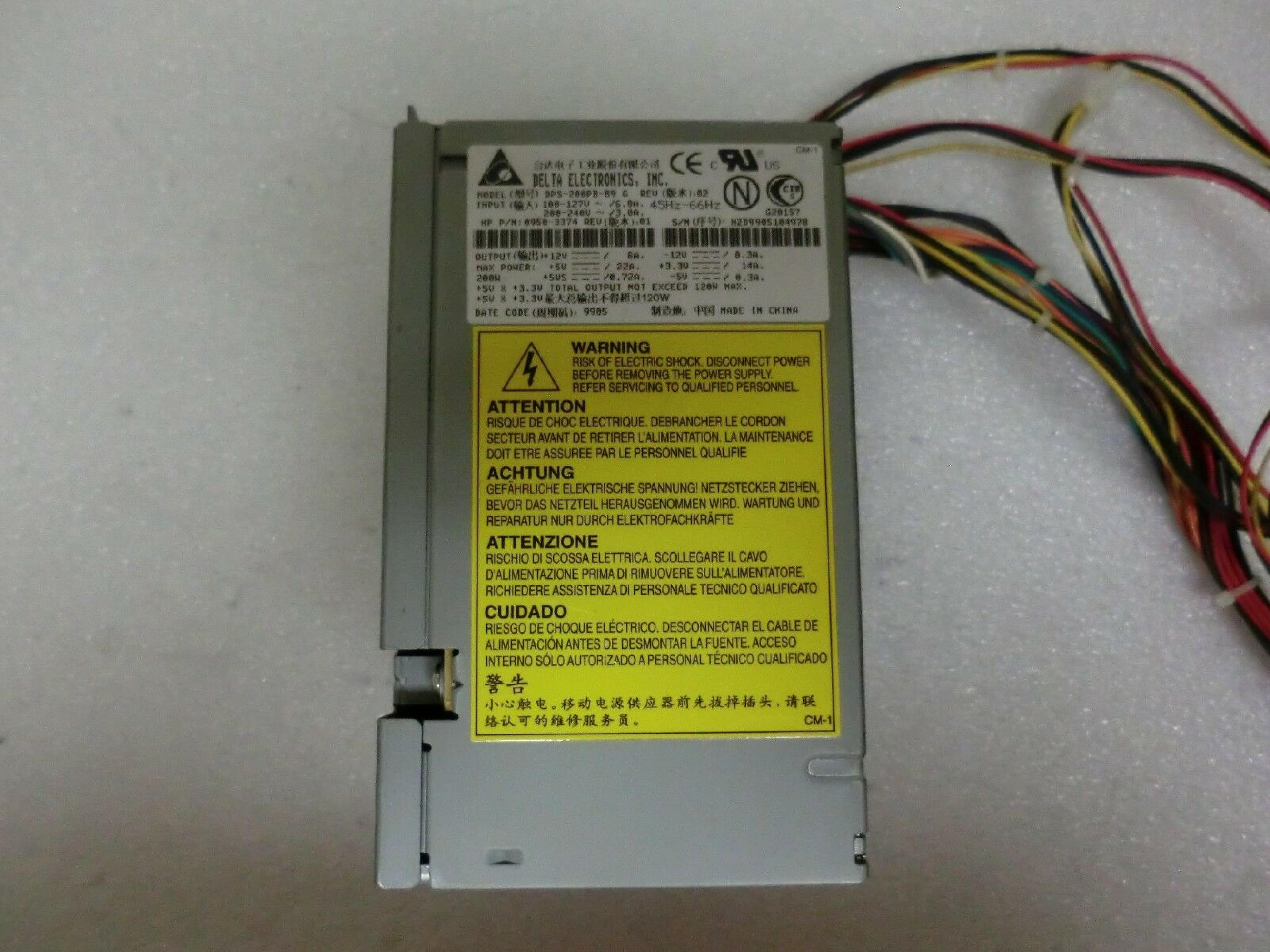 DELTA ELECTRONICS / HEWLETT PACKARD / HP / ASTEC 0950-3374 200W ATX POWER SUPPLY 120W