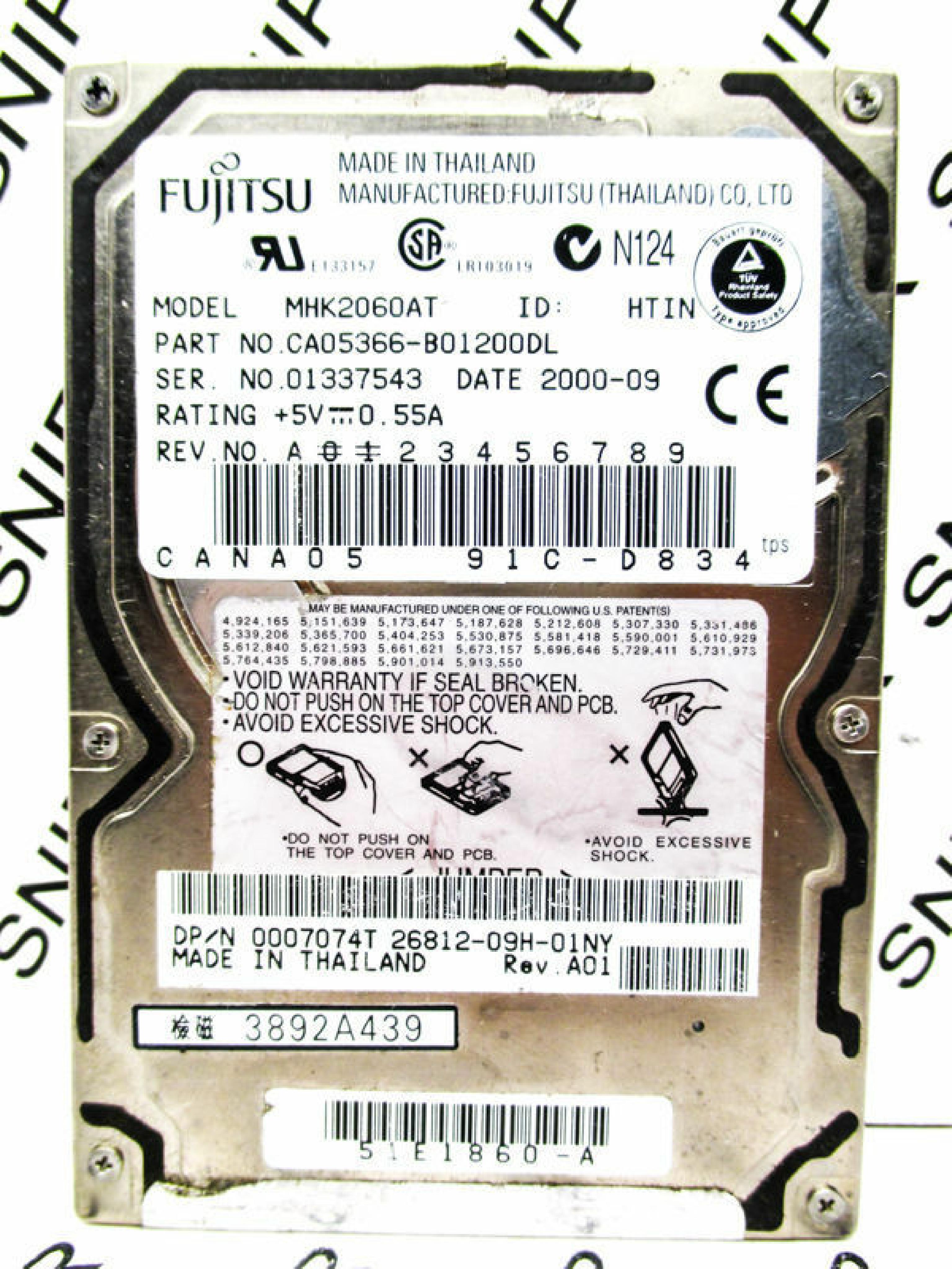 FUJITSU MHK2060AT CLONE 6GB 2.5INCH IDE DRIVE