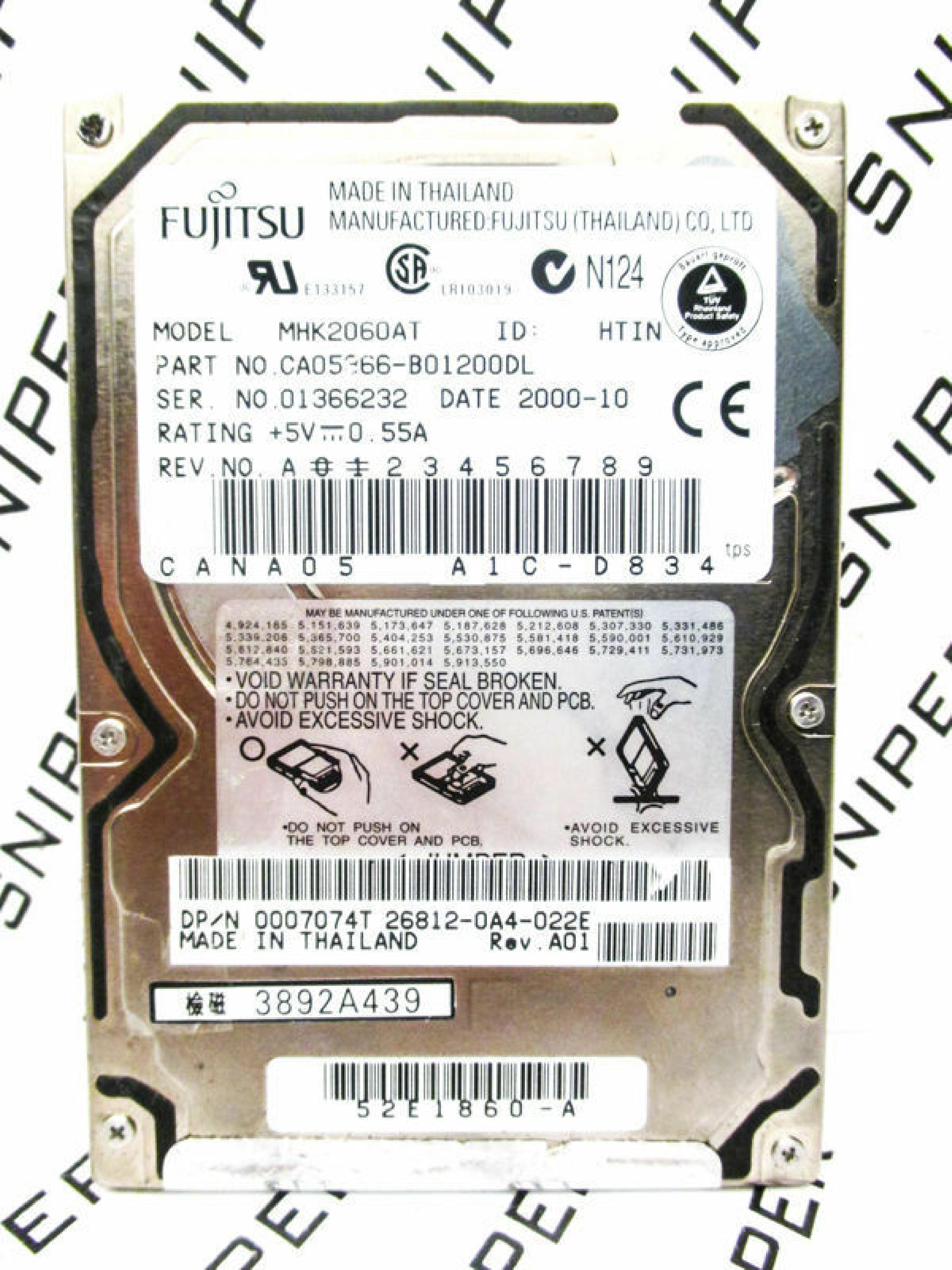 FUJITSU MHK2060AT CLONE 6GB 2.5INCH IDE DRIVE