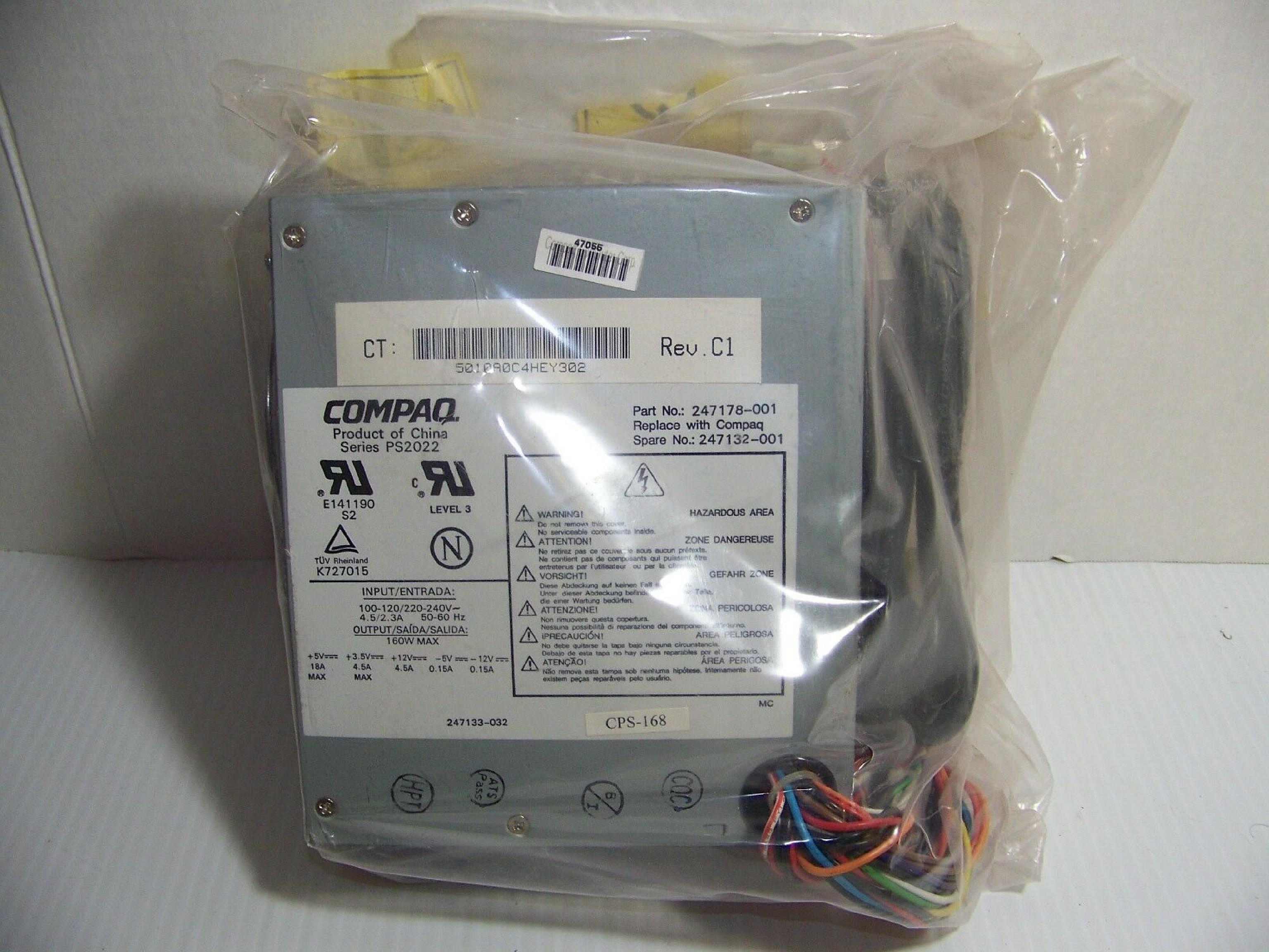 COMPAQ / HEWLETT PACKARD / HP 247178-001 POWER SUPPLY 160 WATT