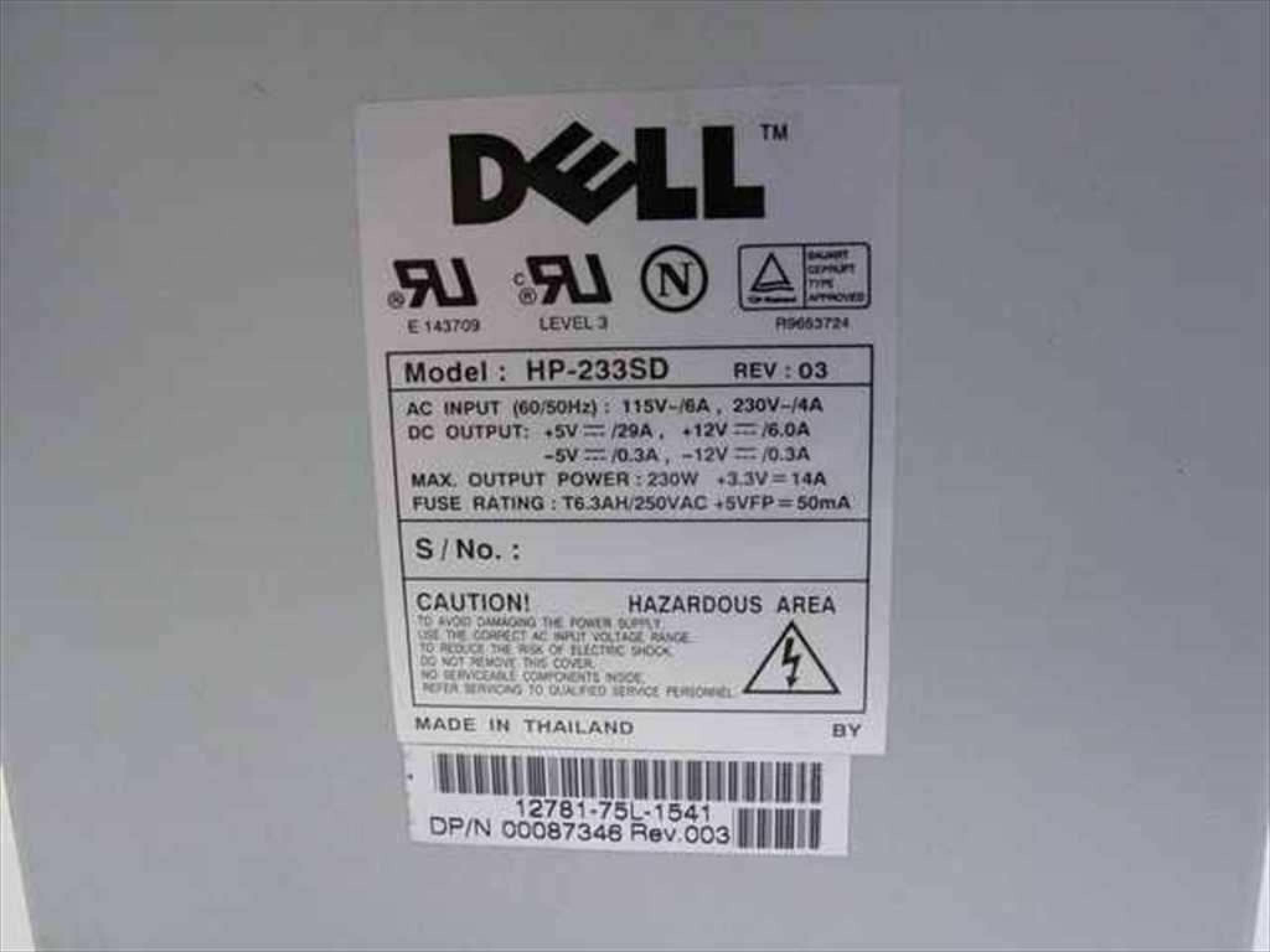 DELL HP-233SD POWER SUPPLY 230W