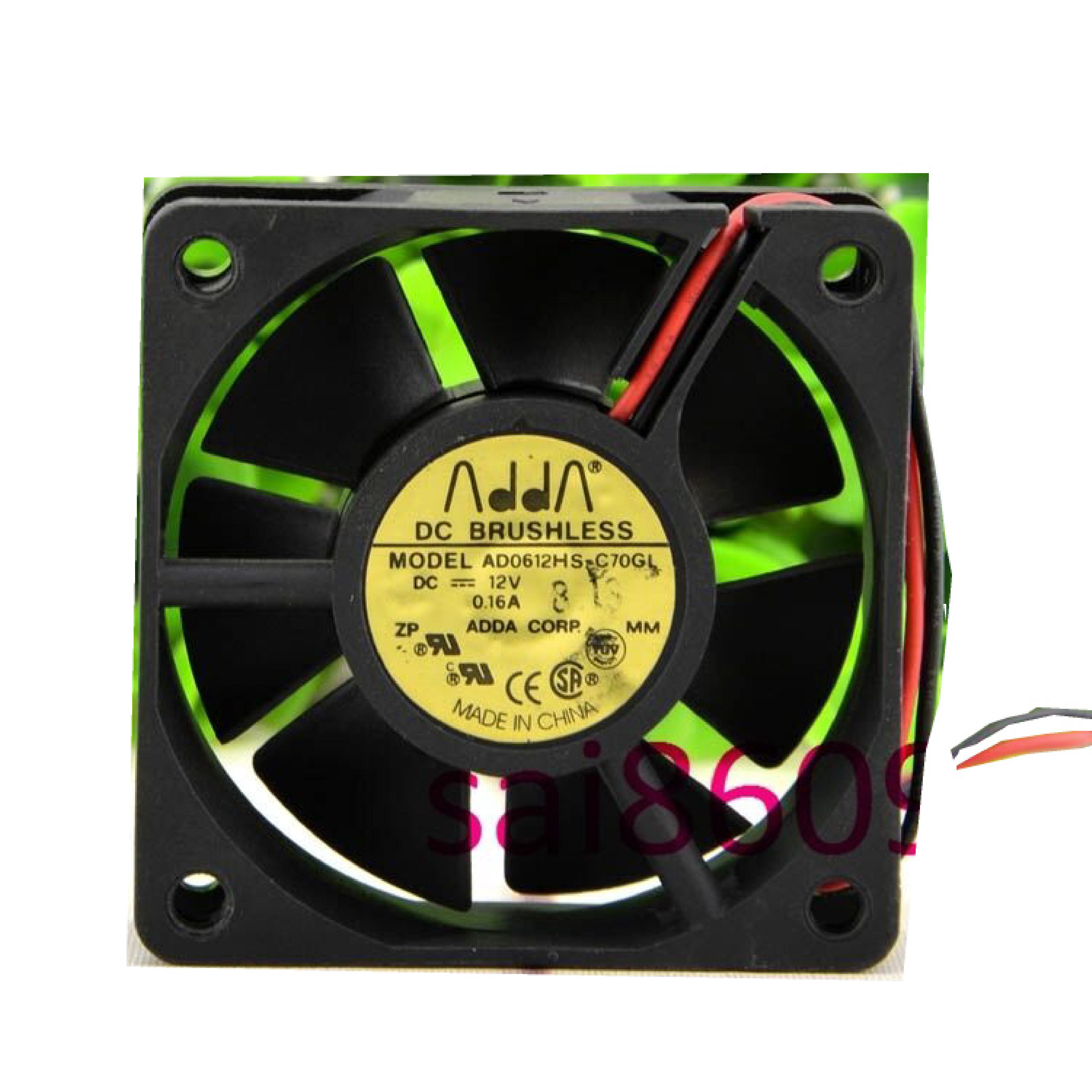 ADDA CORP. AD0612HS-C70GL FAN 12V DC 0.16AMP 60X60X20MM 2WIRE