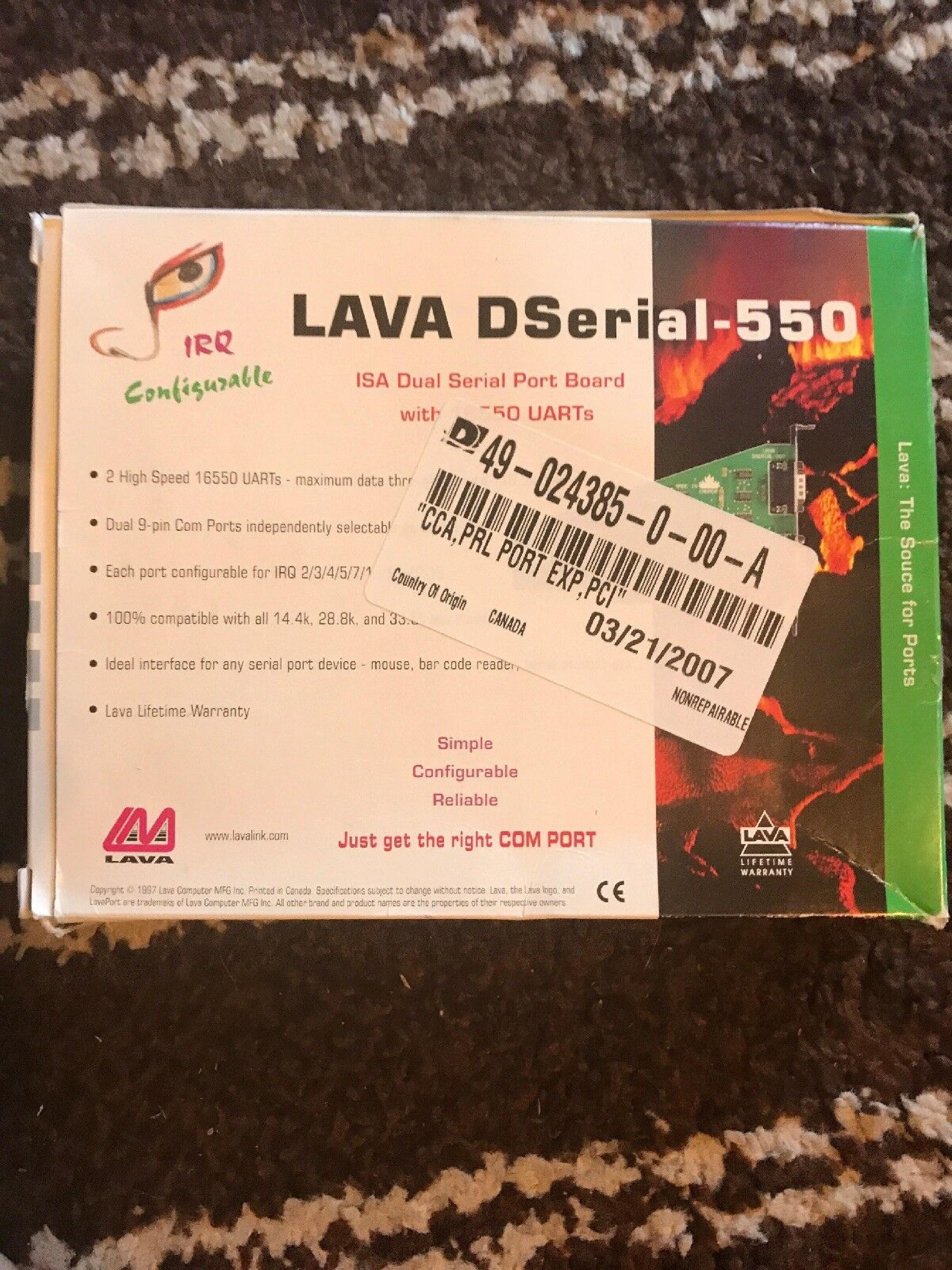 LAVA DSERIAL-550 DUAL SERIAL ISA 9PIN MANUAL JUMPERS