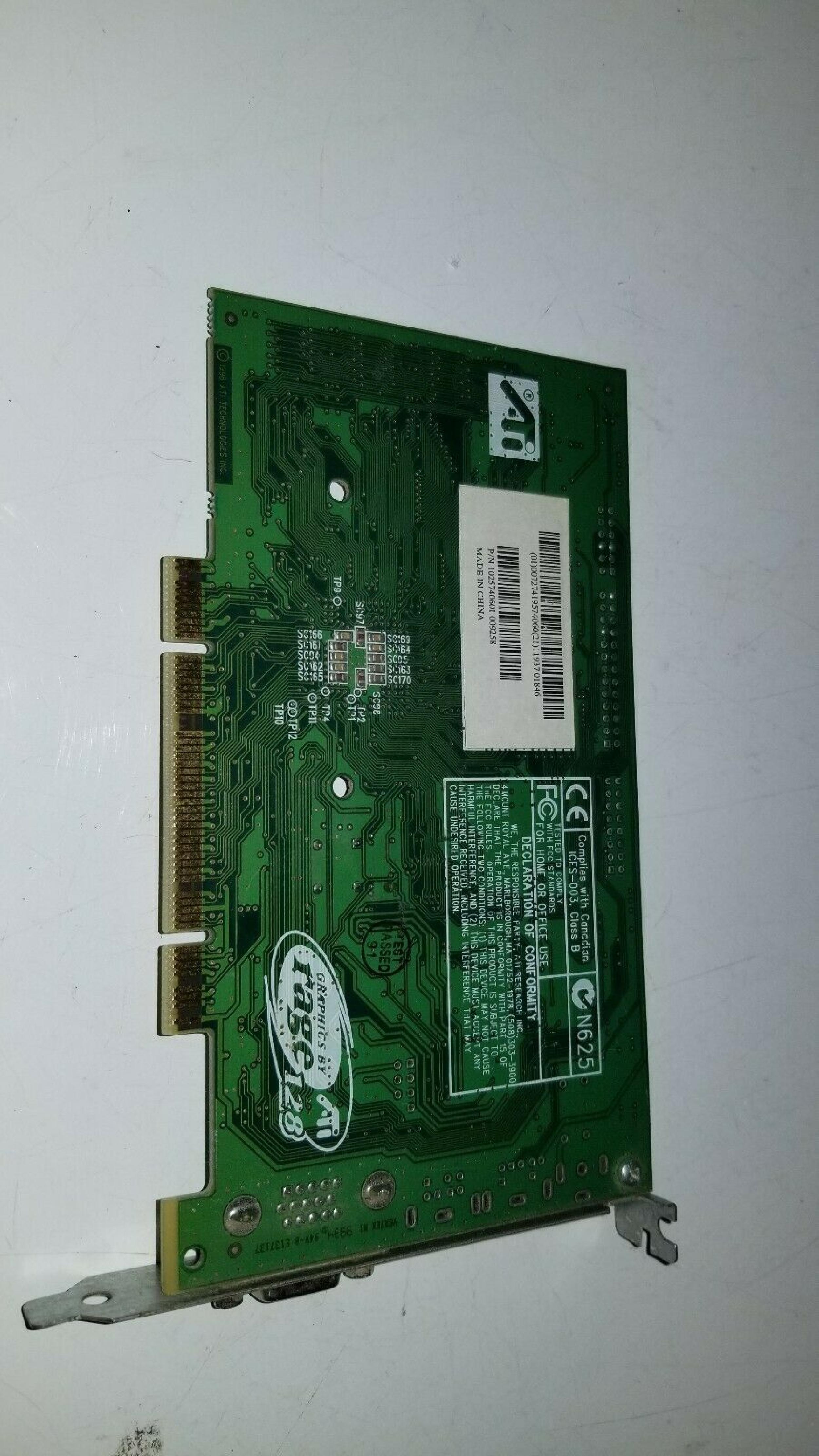 ATI 109-57400-00 16MB AGP VIDEO CARD WITH VGA OUTPUT RAGE 128 PCI PRO PORT