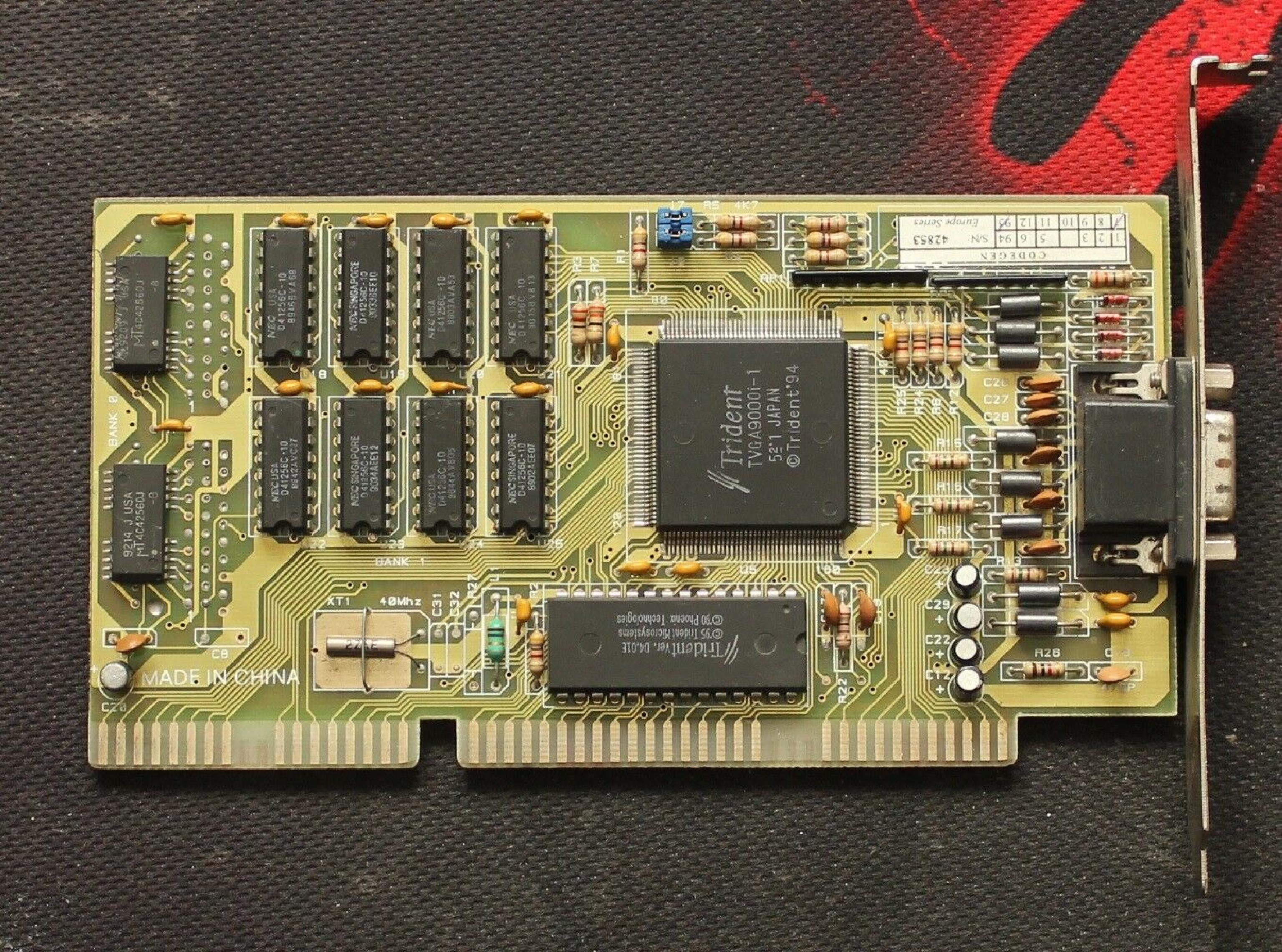 TRIDENT MICROSYSTEMS TVGA9000I ISA VIDEO CARD