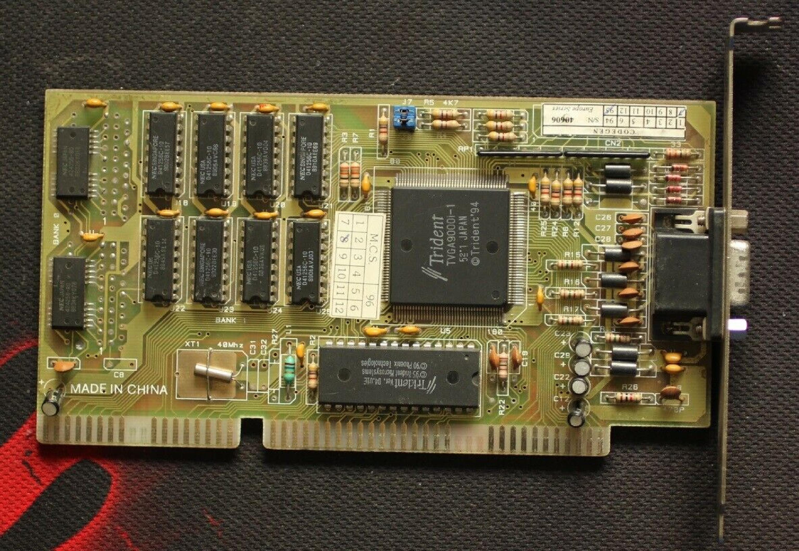 TRIDENT MICROSYSTEMS TVGA9000I ISA VIDEO CARD