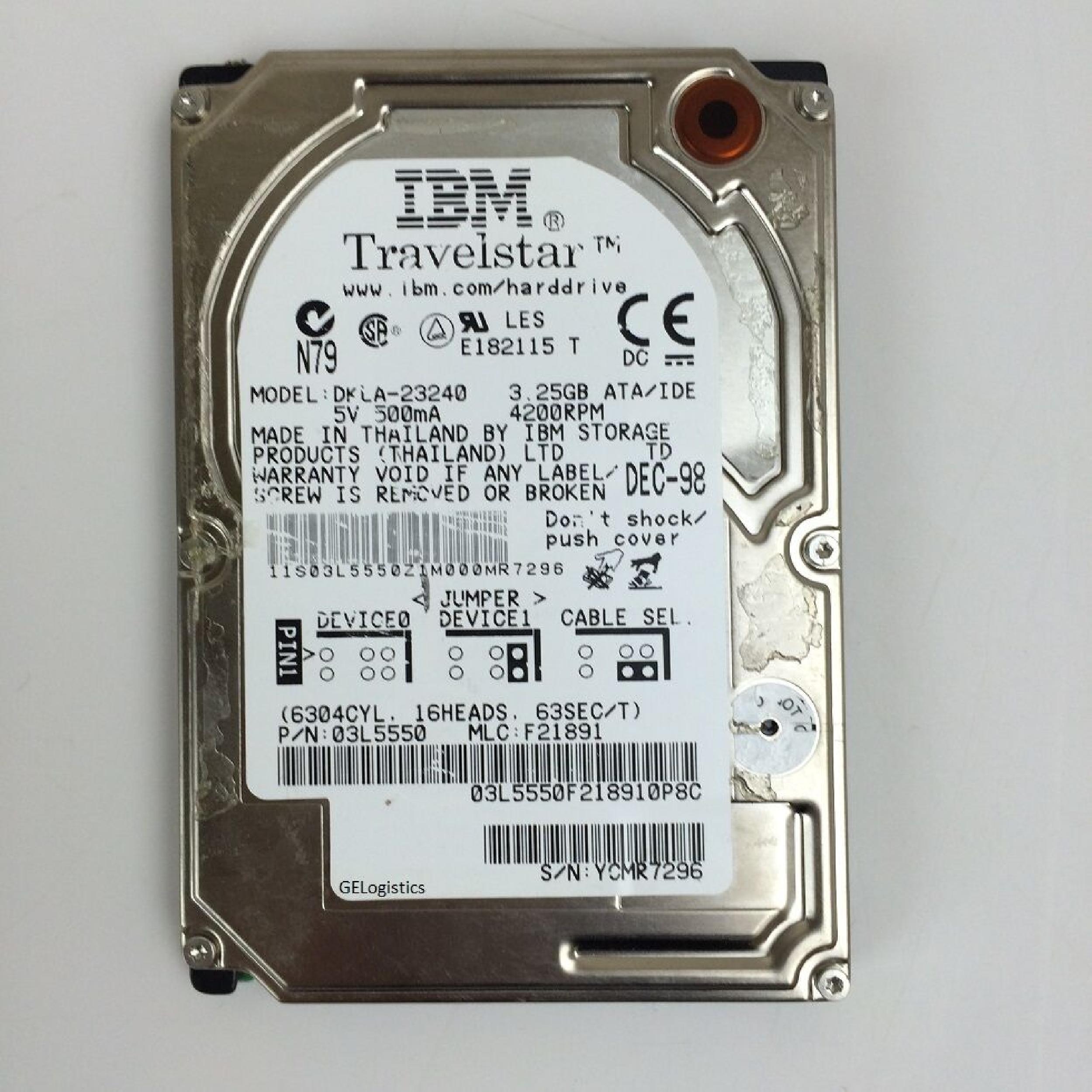 IBM DKLA-23240 3.25GB ATA/IDE 2.5 INCH LAPTOP HARD DRIVE 3250MB TRAVELSTAR 2.5INCH 4200RPM 