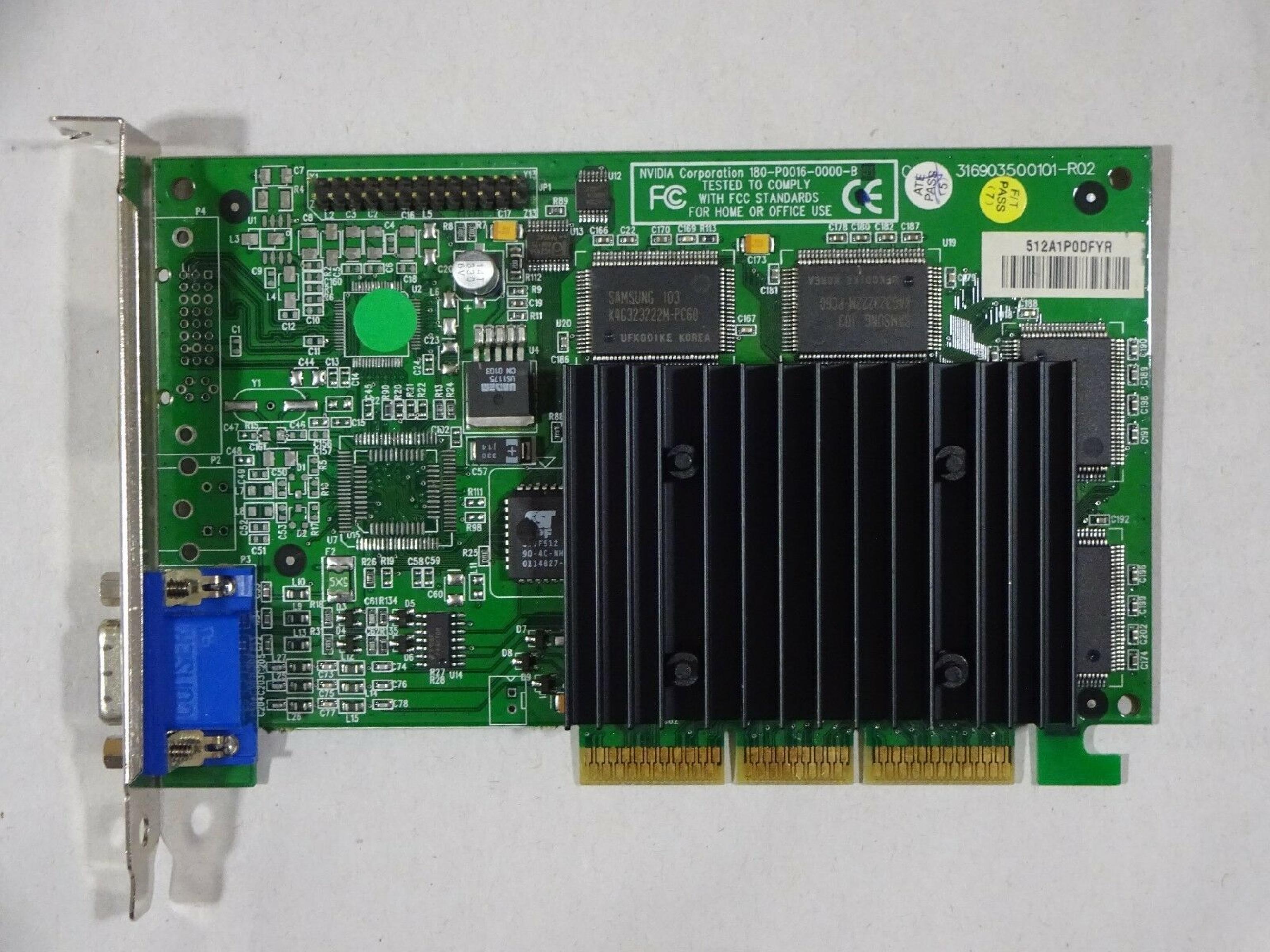 NVIDIA 180-P0016-0000-B 16MB AGP VIDEO CARD WITH VGA OUTPUT CAR