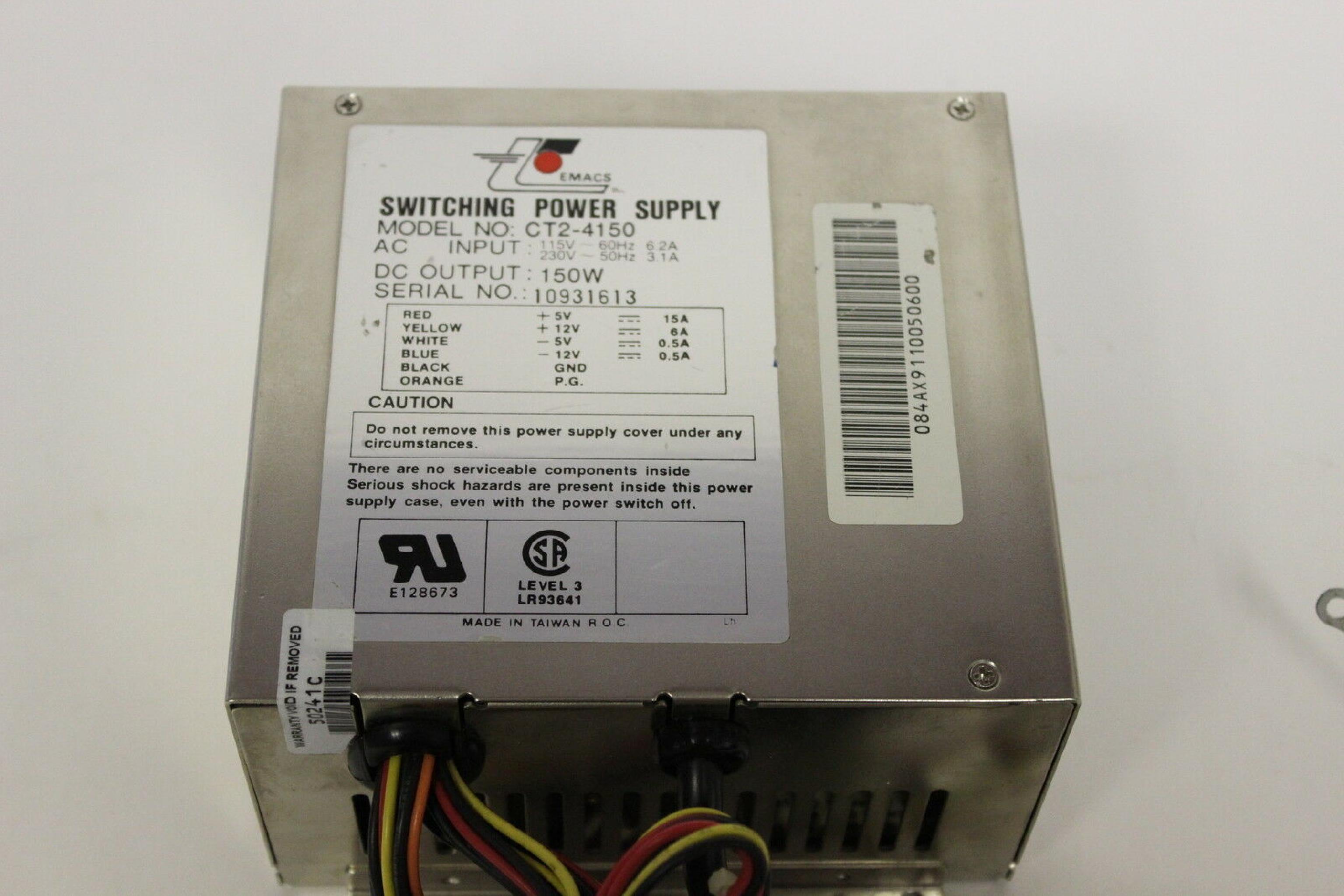 EMACS / ZIPPY / US POWER / CALIFORNIA PC PRODUCTS CT2-4150 150W SWITCHING POWER SUPPLY