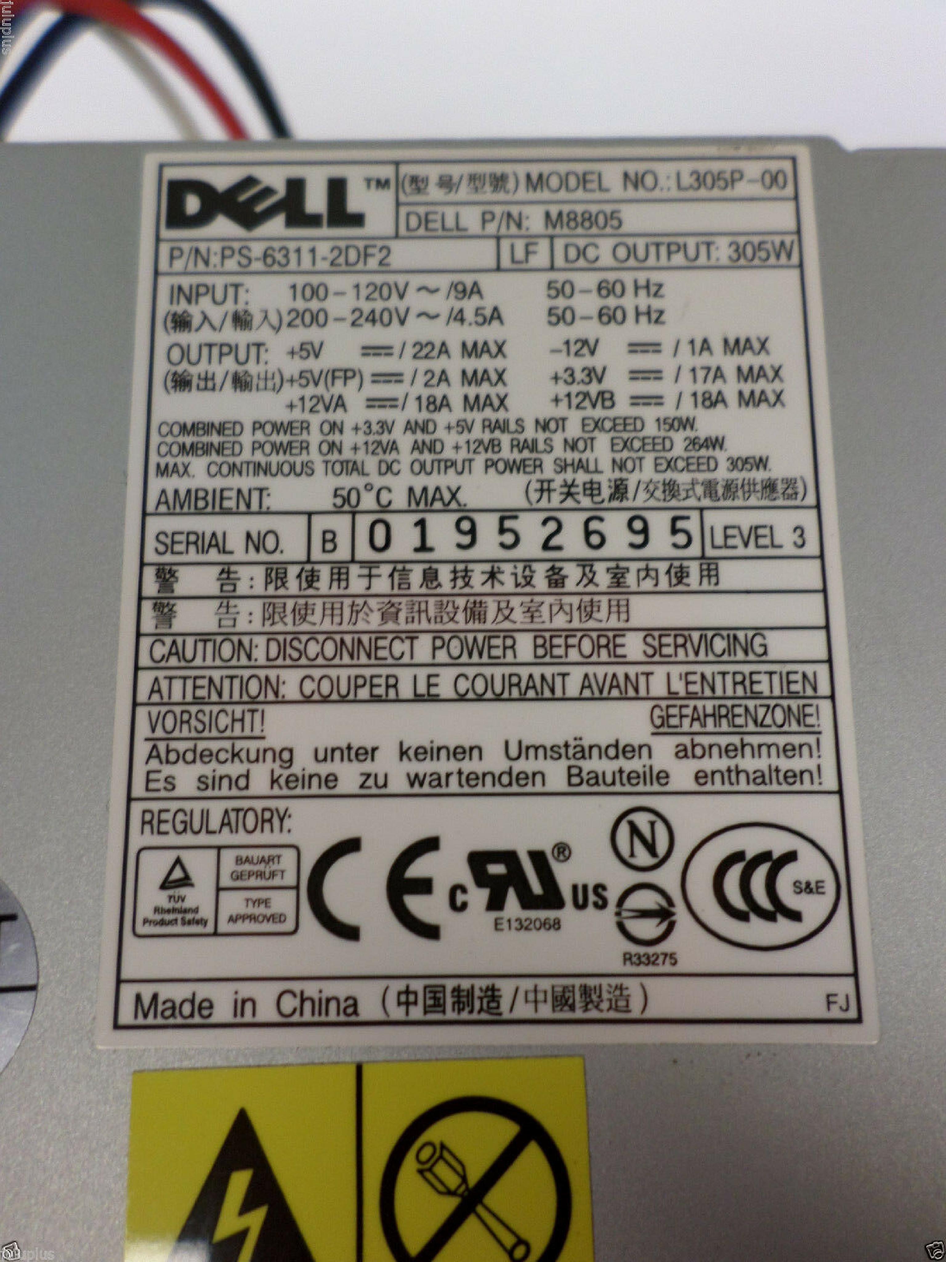 DELL M8806 305W ATX POWER SUPPLY