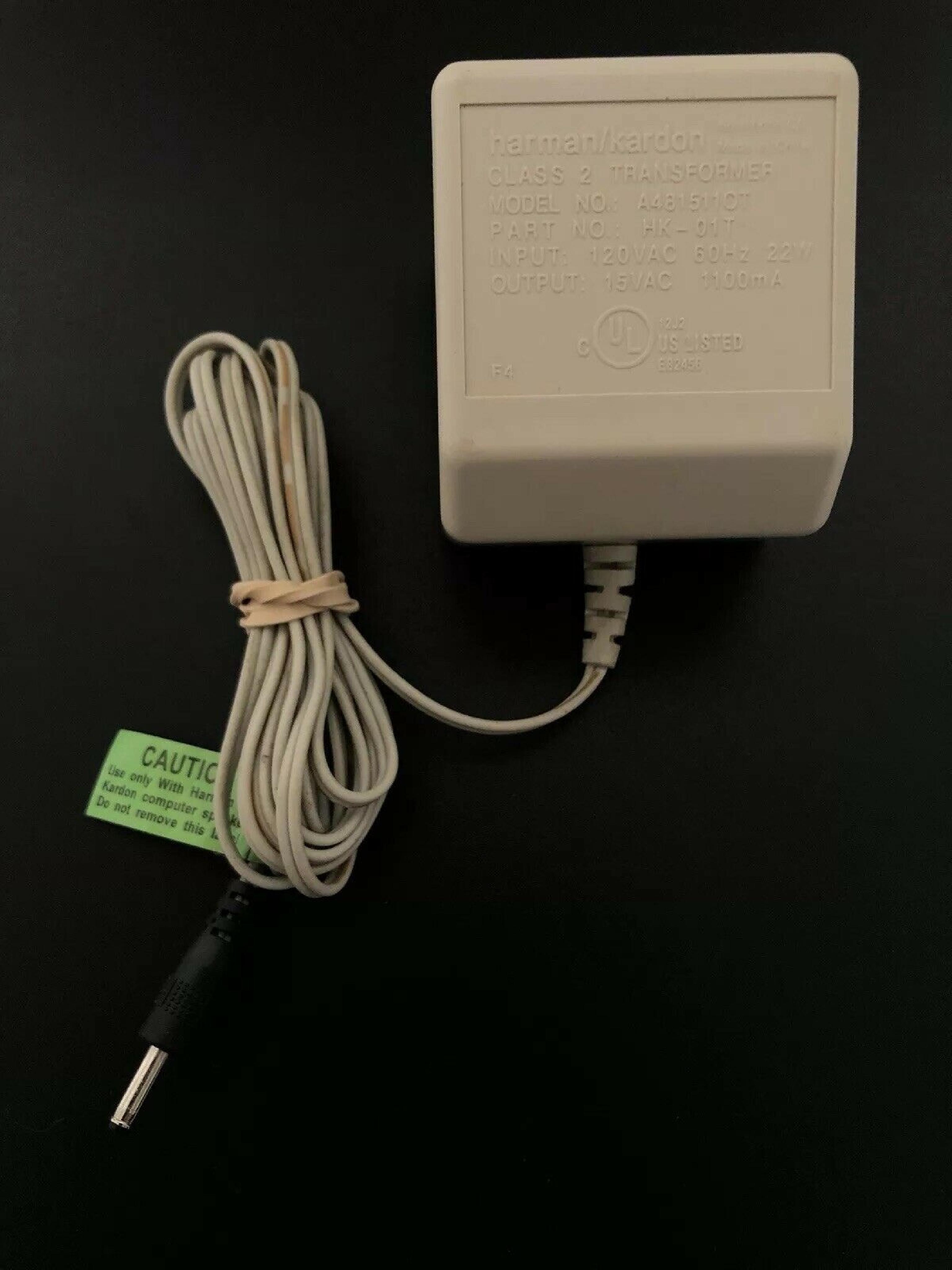 HARMAN KARDON A4815110T AC ADAPTER 15VAC 1.1A OD:5.5MM ID:2MM BARREL CONNECTOR 6FOOT CABLE OUTSIDE POLE:NEGATIVE FOR 06941V