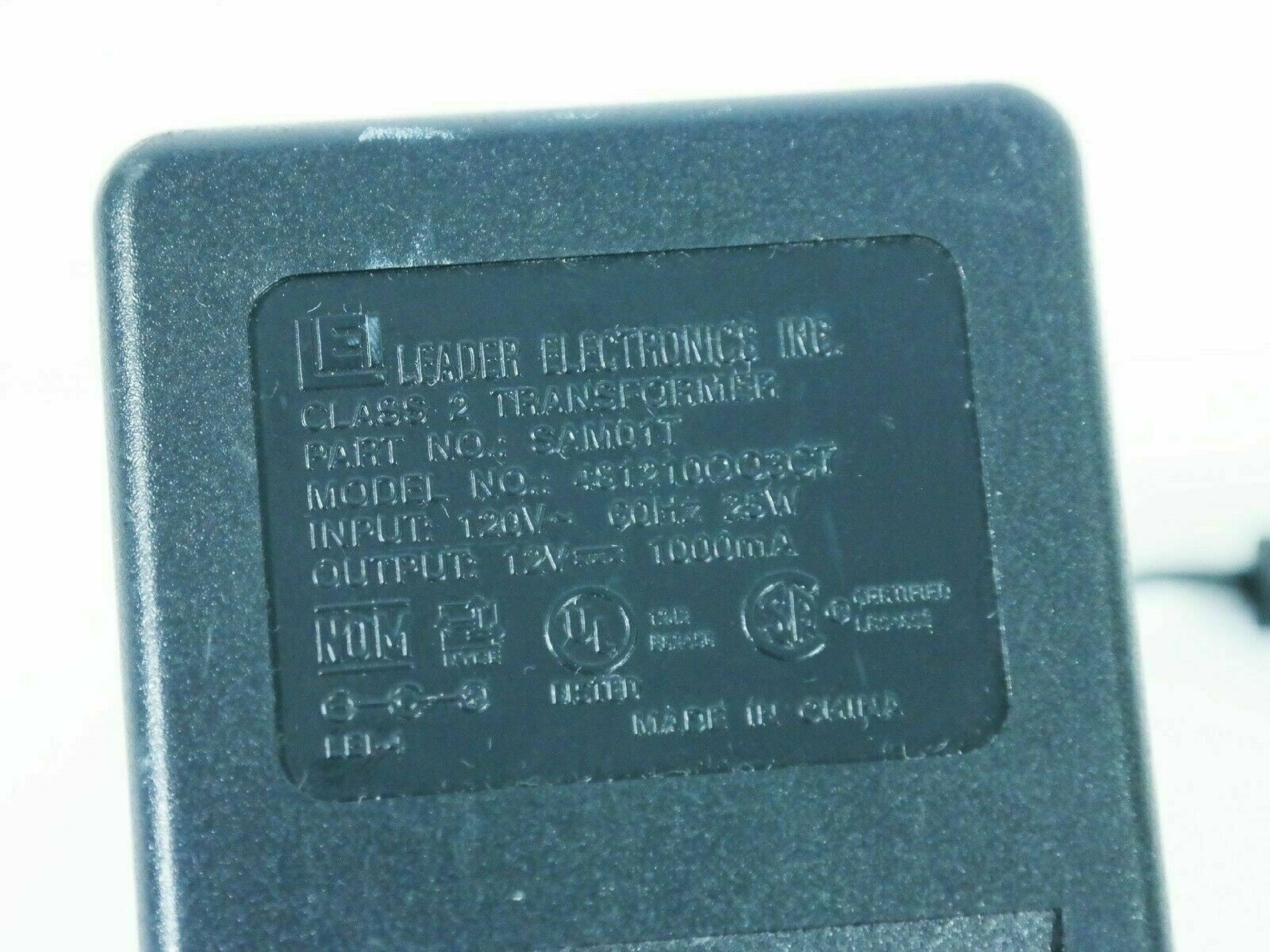 LEADER ELECTRONICS / HON KWANG SAM01T AC ADAPTER 12VDC 1A OD:5.5MM ID:2MM BARREL CONNECTOR 6FOOT CABLE OUTSIDE POLE:NEGATIVE FOR 04N567 12V DC 1000MA ID:2.6MM POSITIVE CENTER POLE