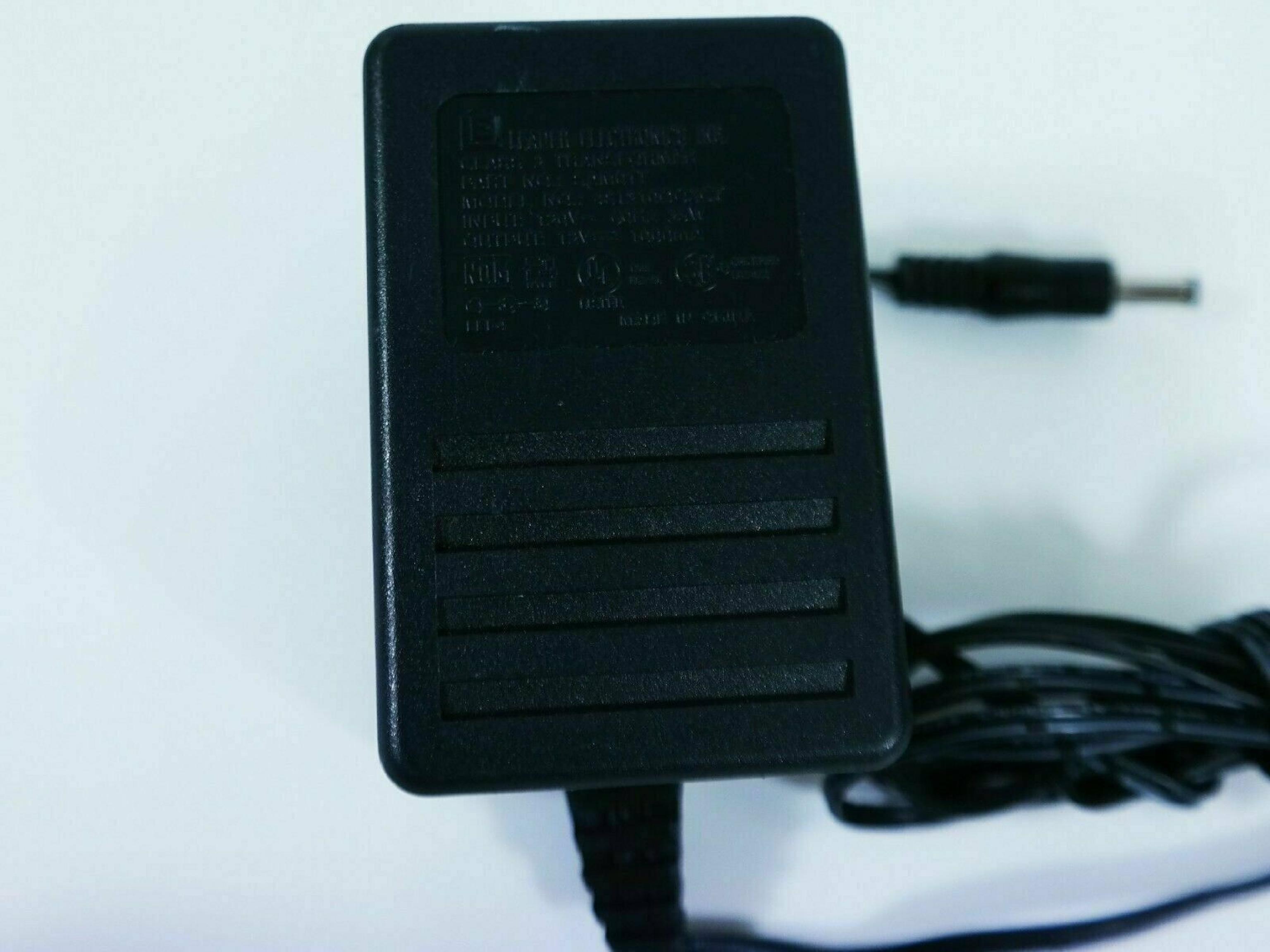 LEADER ELECTRONICS 481210OO3CT AC ADAPTER 12VDC 1A OD:5.5MM ID:2MM BARREL CONNECTOR 6FOOT CABLE OUTSIDE POLE:NEGATIVE FOR 04N567 CUT NO