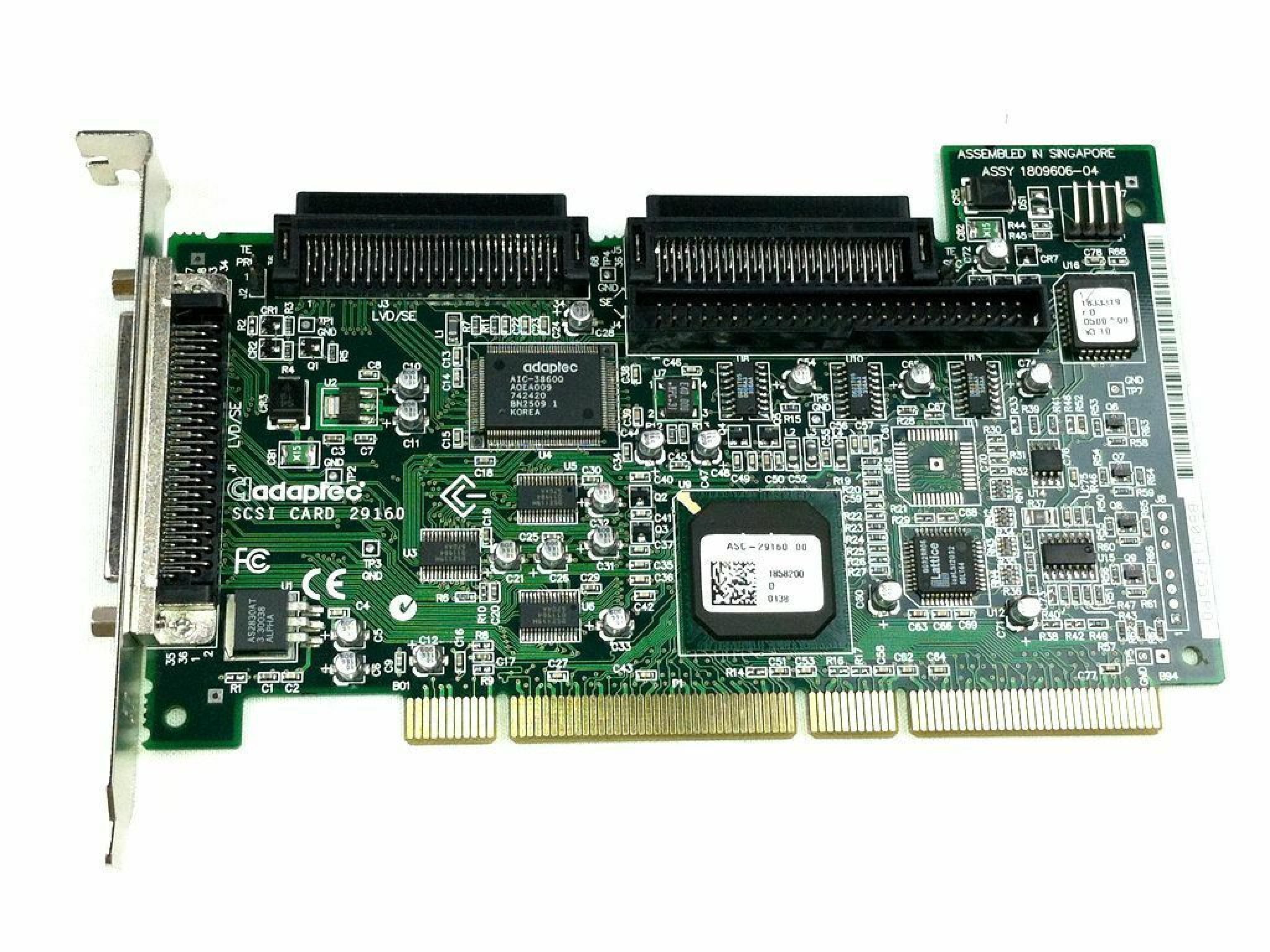 ADAPTEC ASC-29160 PCI SCSI WITH EXTERNAL 68PIN LVD SE, INTERNAL SE 50 PIN IDC