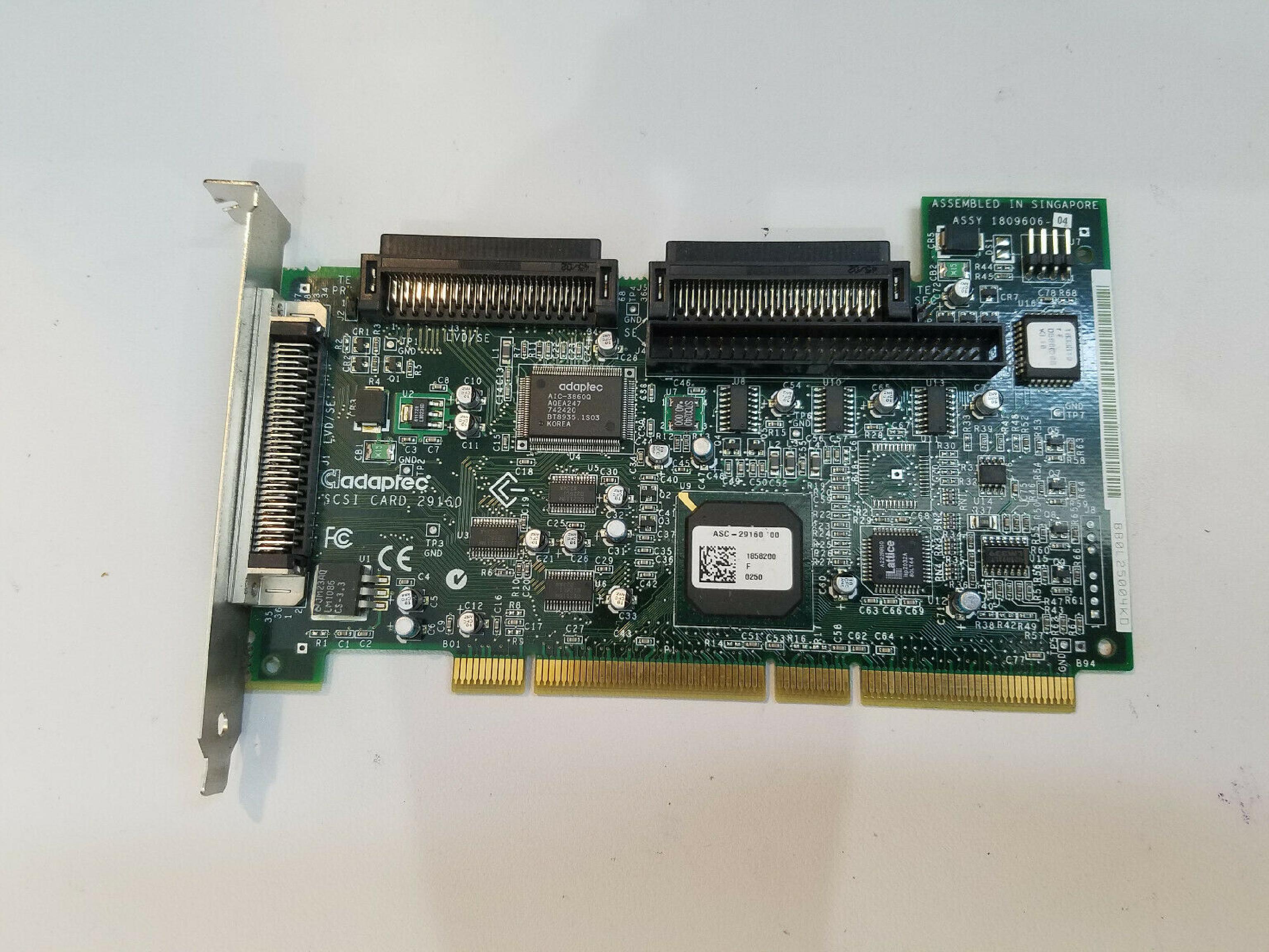 ADAPTEC 1809606-04 PCI SCSI WITH EXTERNAL 68PIN LVD SE, INTERNAL SE 50 PIN IDC