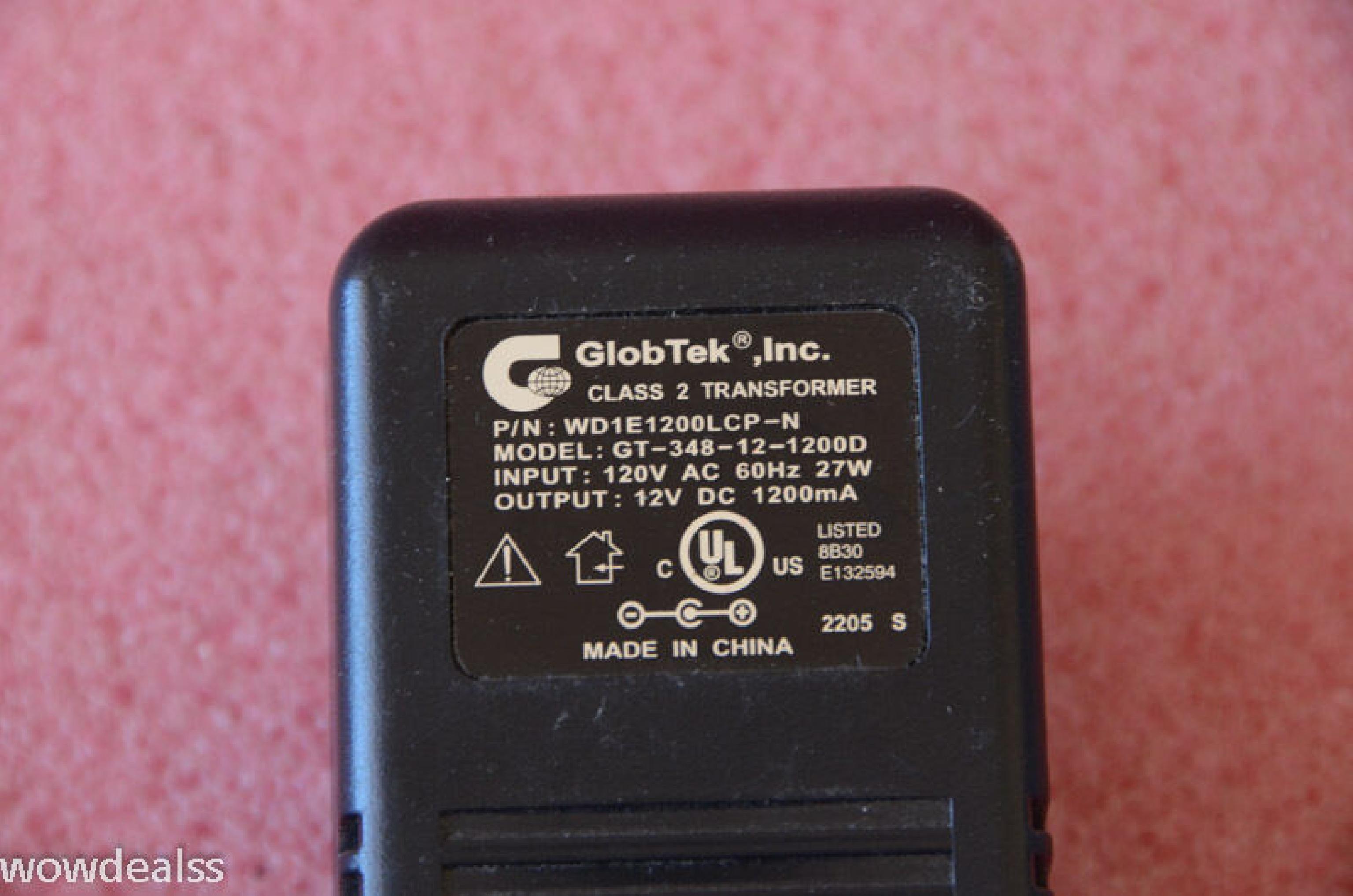 GLOBTEK INC GT-348-12-1200D 12V DC 1200MA AC ADAPTER WITH BARREL CONNECTOR OD: 5.5MM ID: 2.5MM CUT WIRE