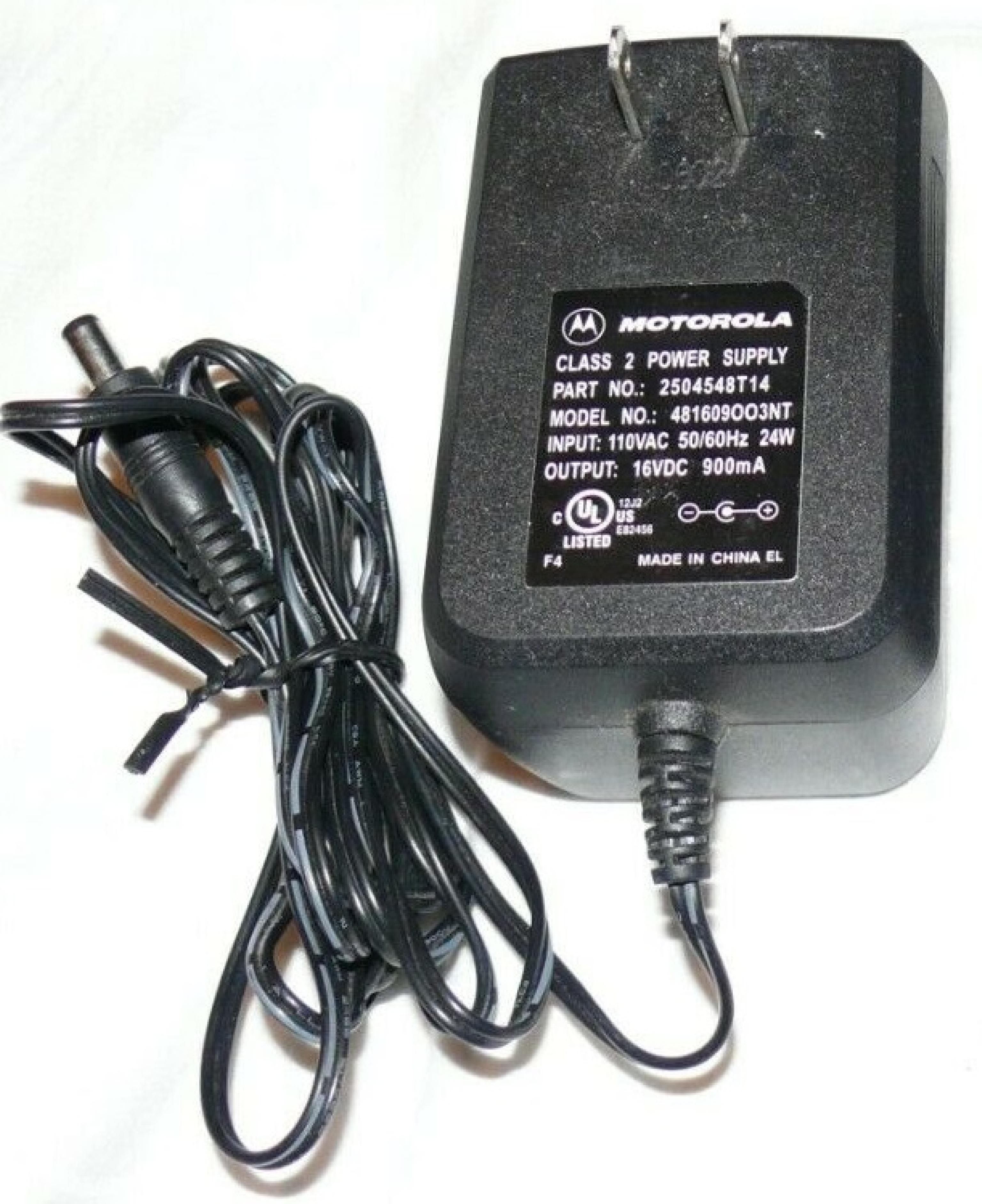 MOTOROLA 2504548T14 16V DC 900MA AC ADAPTER WITH BARREL CONNECTOR