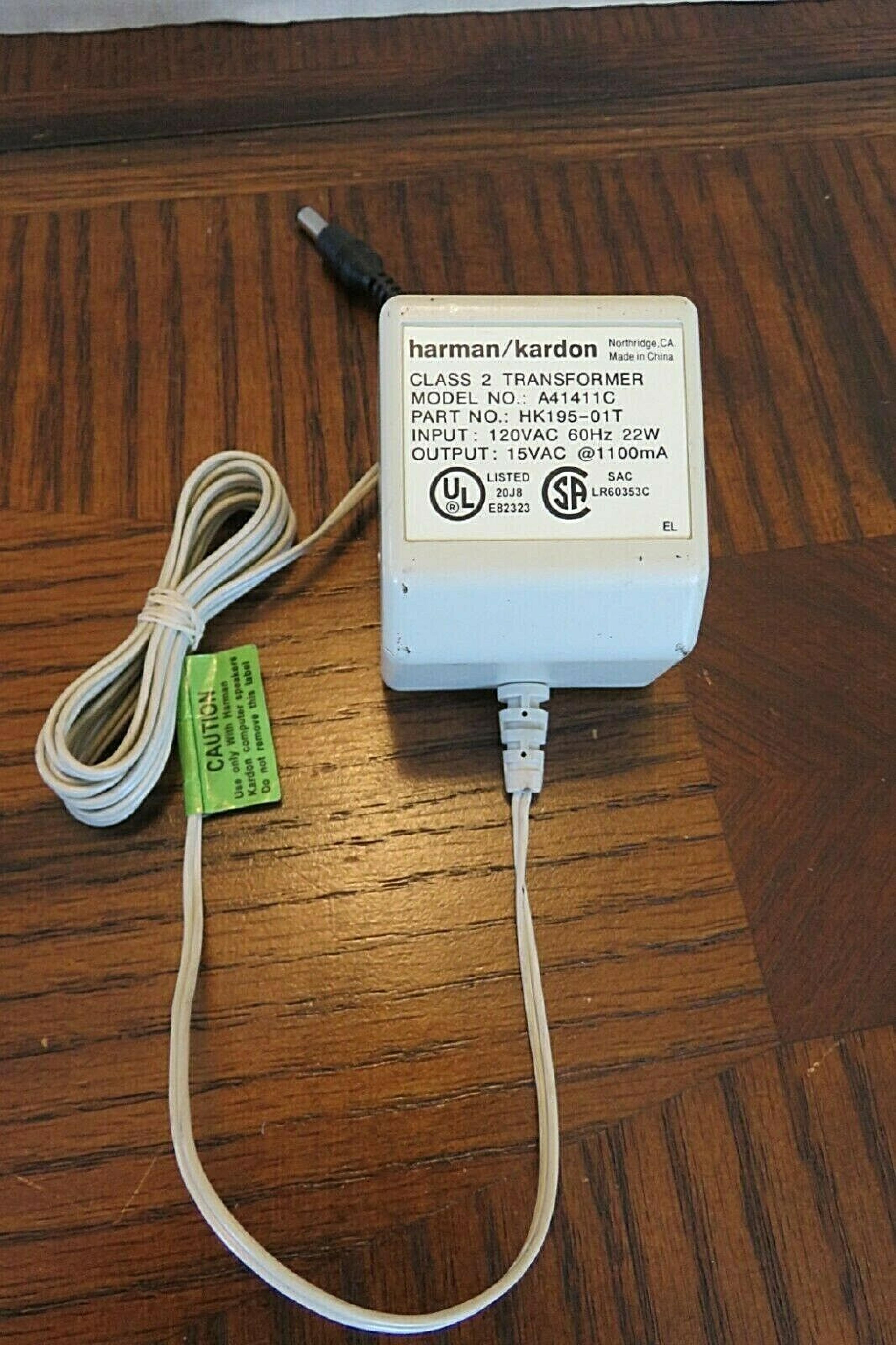 HARMAN KARDON A41411C 15V AC 1100MA AC ADAPTER WITH BARREL CONNECTOR