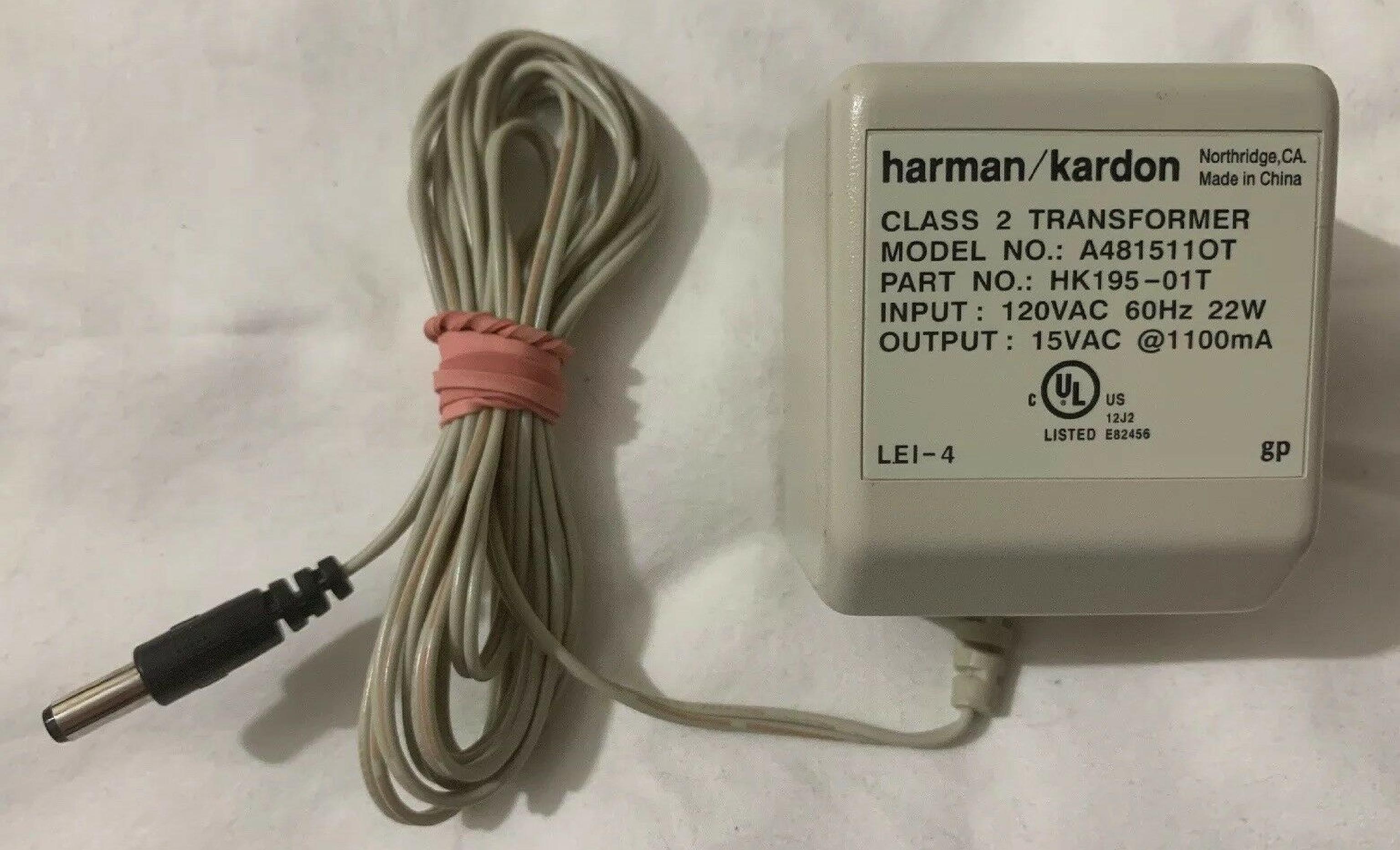 HARMAN KARDON HK195-01T 15V AC 1100MA ADAPTER WITH BARREL CONNECTOR CUT WIRE