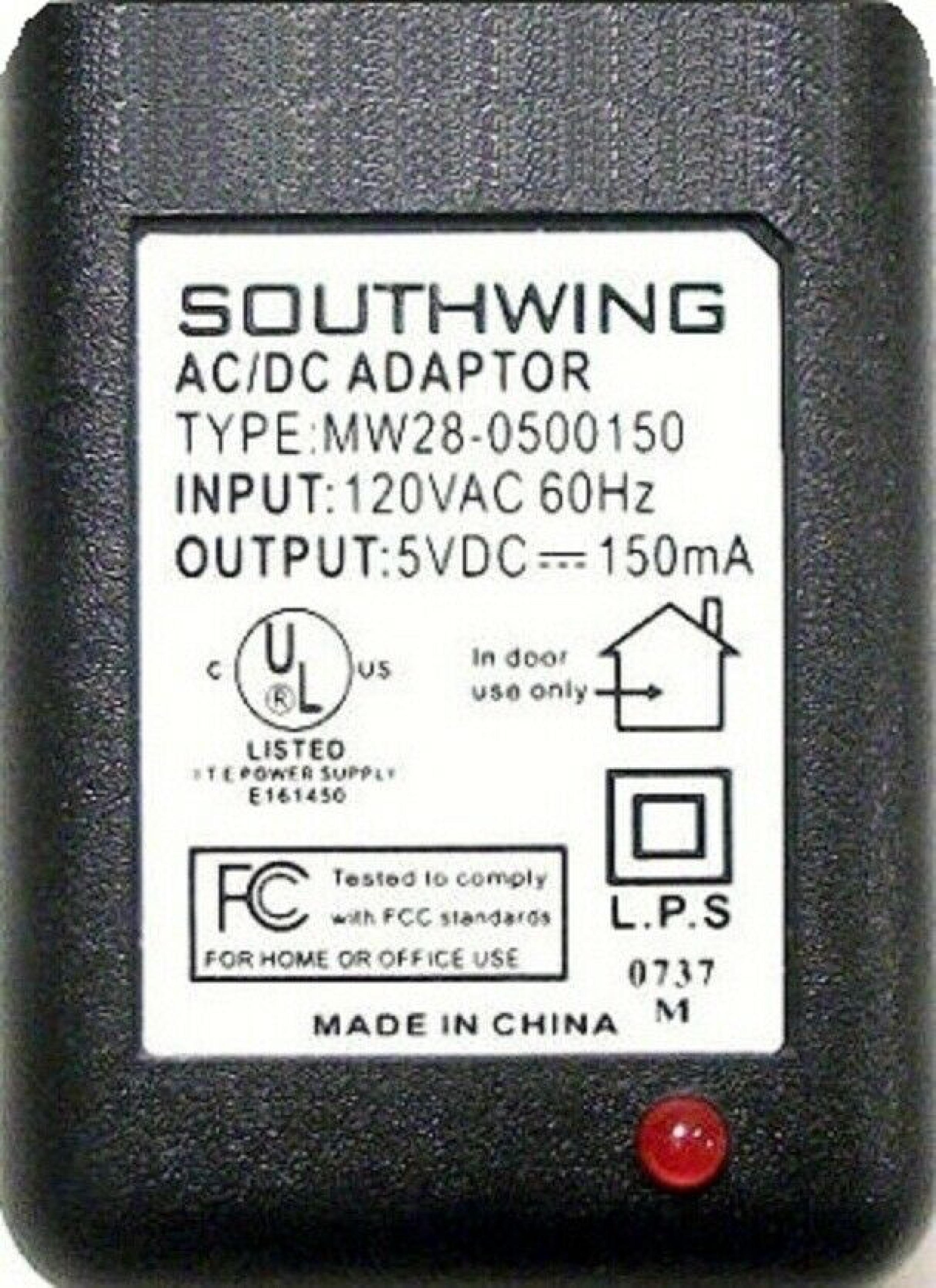 SOUTHWING MW28-0500150 5V DC 150MA AC ADAPTER WITH CONNECTOR