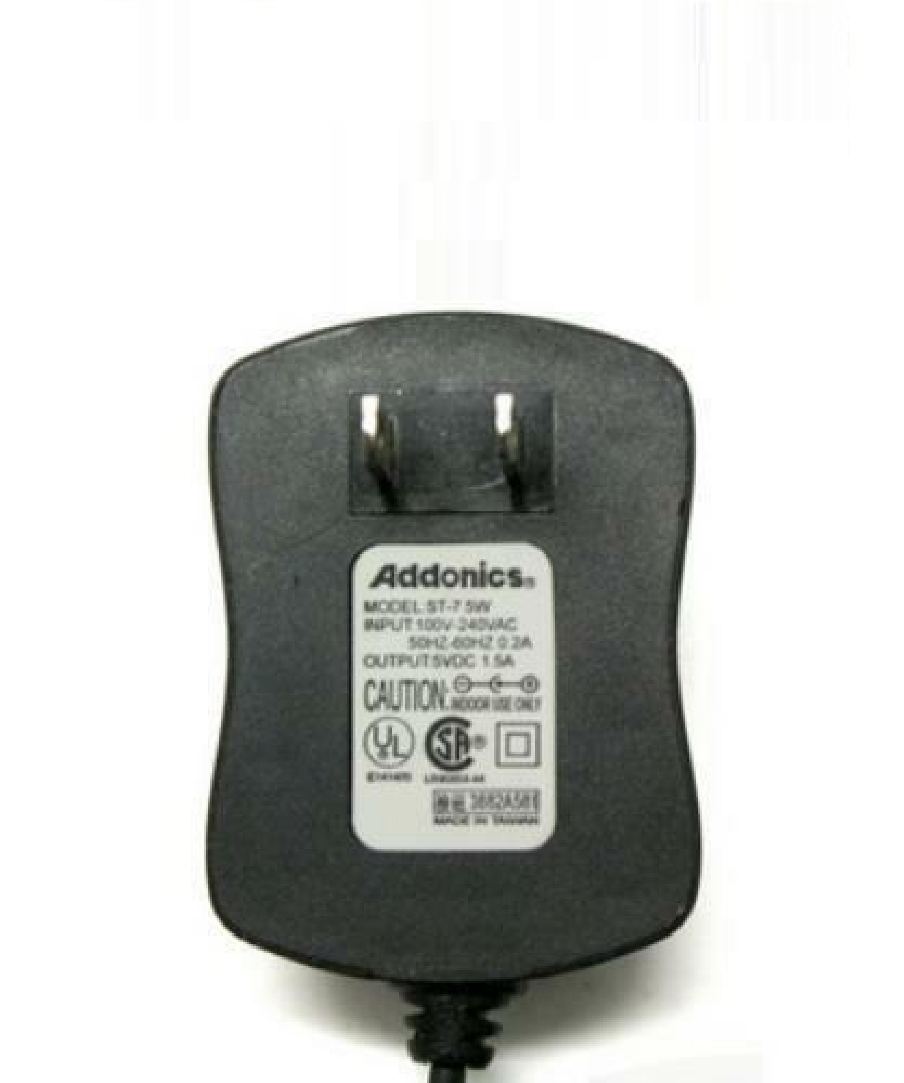 ADDONICS ST-7.5W 5V DC 1.5A AC ADAPTER WITH BARREL CONNECTOR