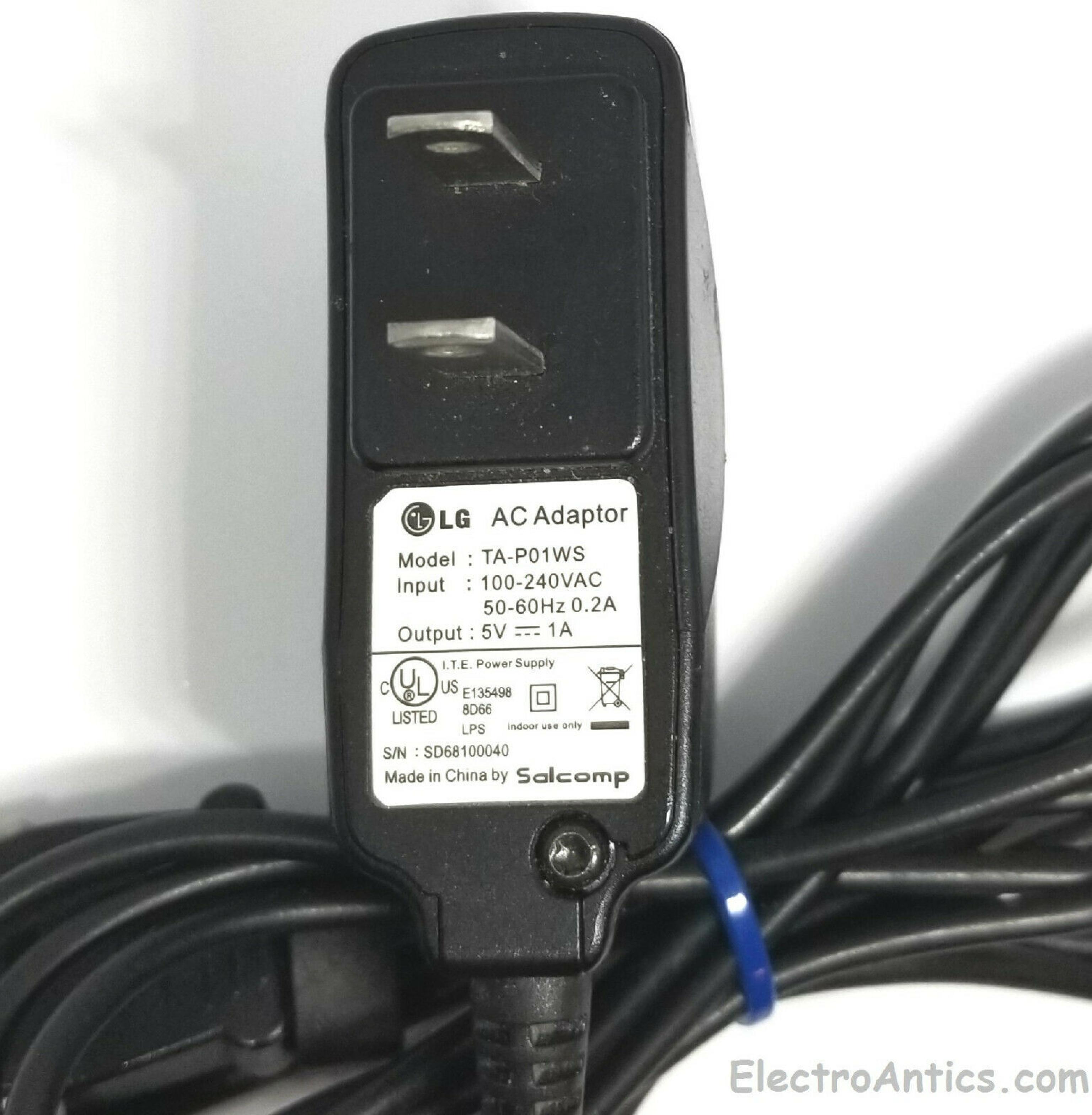 LG TA-P01WS 5V DC 1A AC ADAPTER WITH CONNECTOR