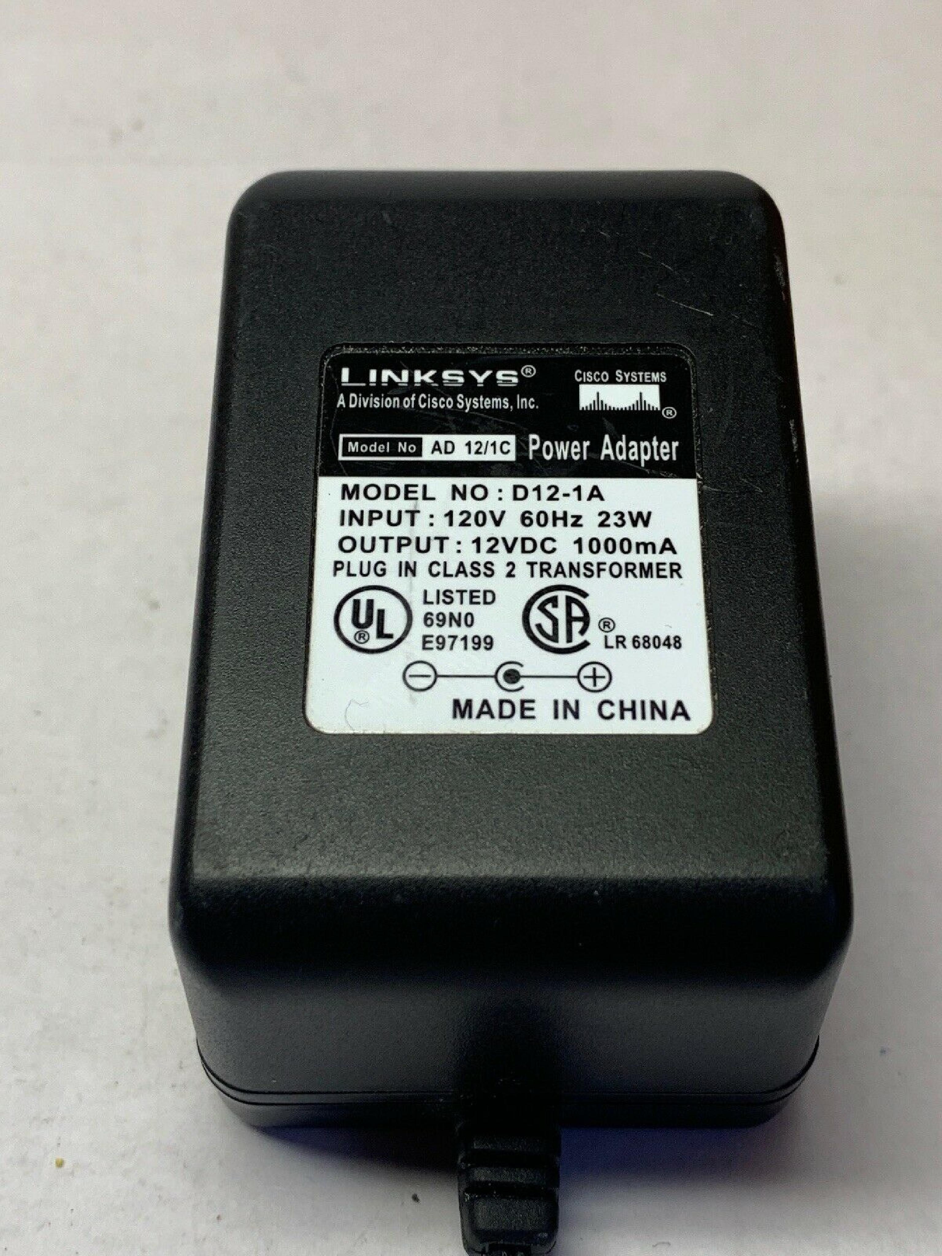 LINKSYS AD 12/1C 12V DC 1000MA AC ADAPTER WITH BARREL CONNECTOR