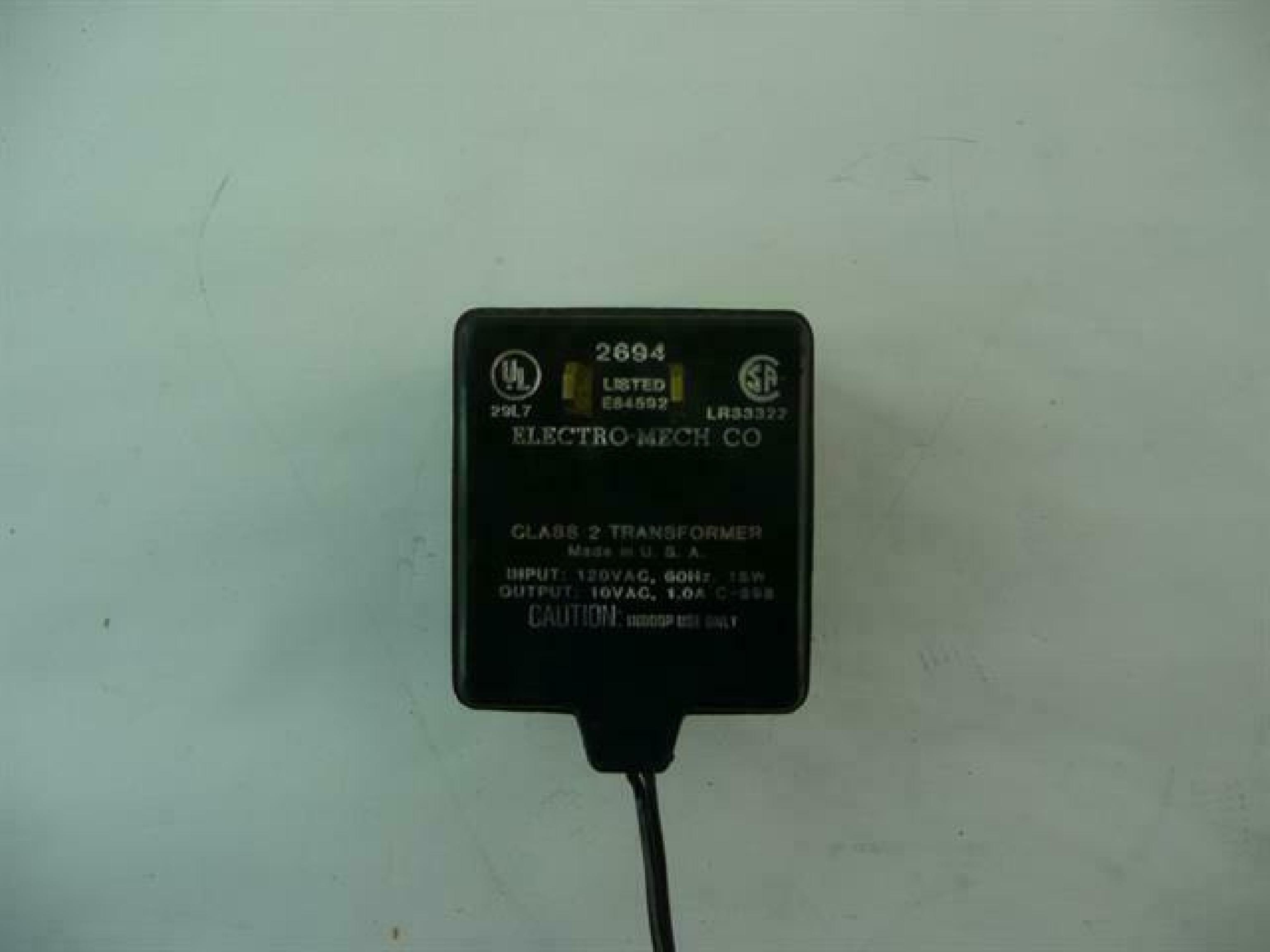 ELECTRO-MECH / MITEL 9112-200-001-NA 10V AC 1A ADAPTER WITH BARREL CONNECTOR CUT WIRE 1.0A