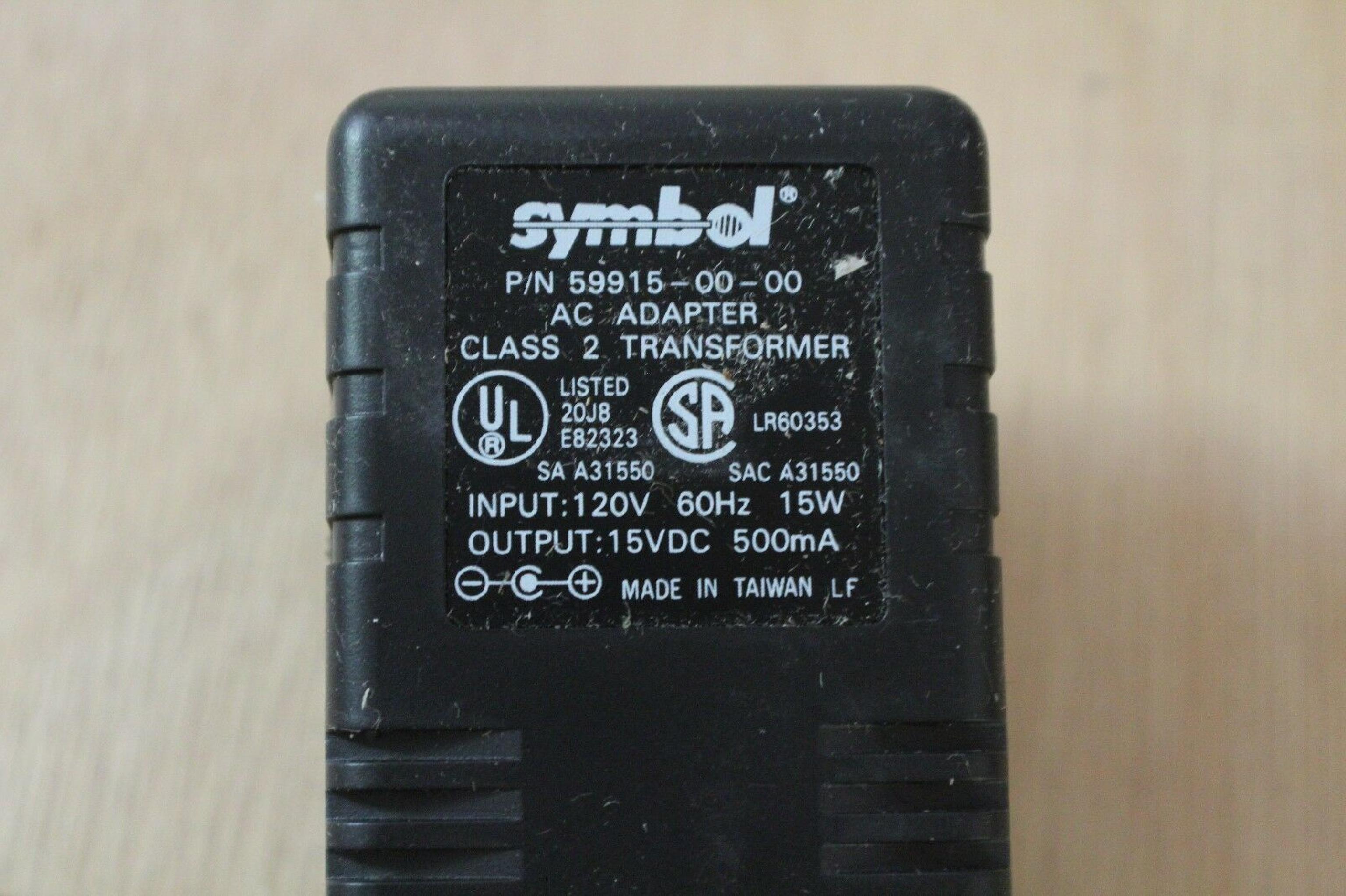 SYMBOL 59915-00-00 15V DC 500MA AC ADAPTER WITH BARREL CONNECTOR