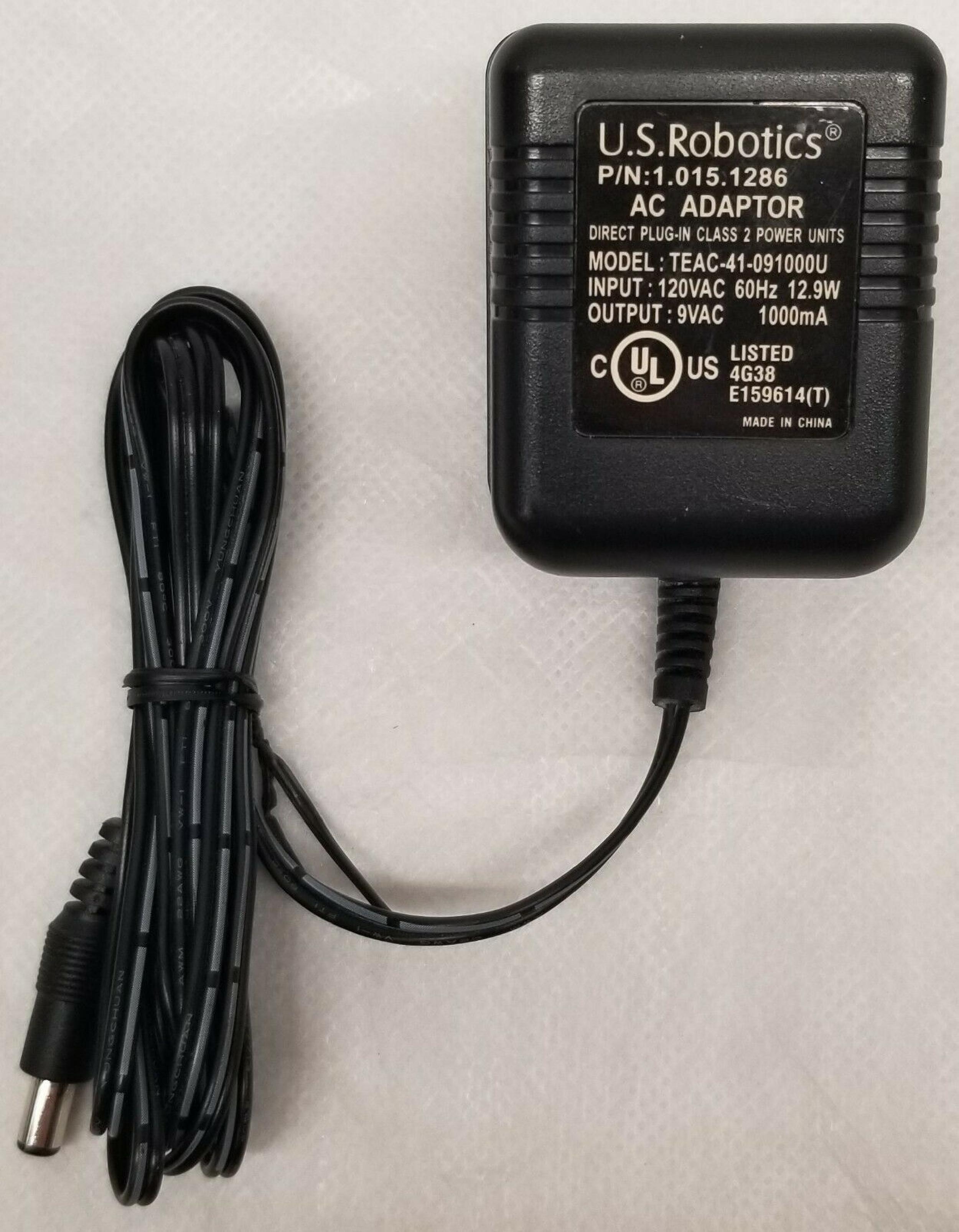 US ROBOTICS / USR TEAC-41-091000U 9V AC 1000MA AC ADAPTER WITH BARREL CONNECTOR