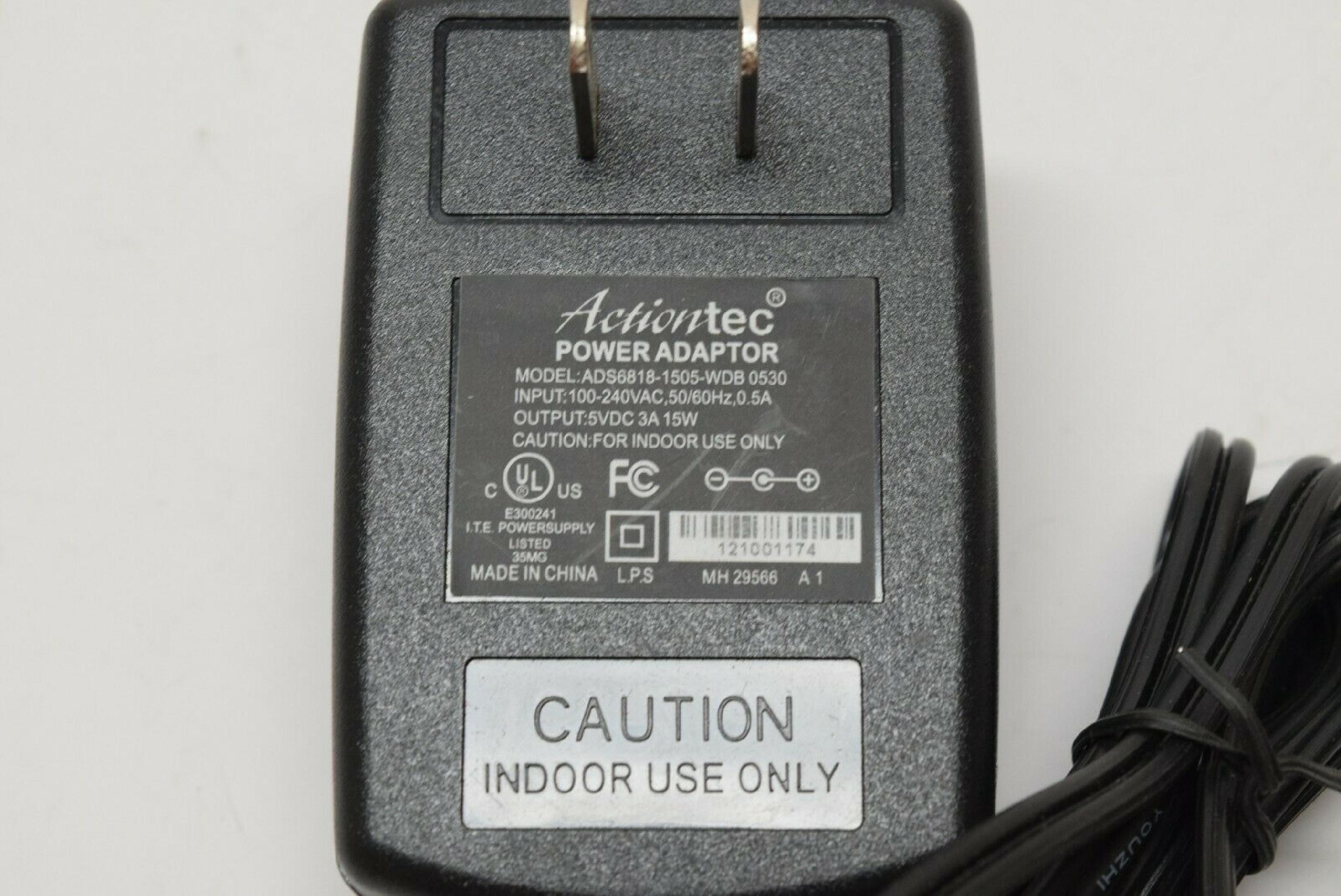 ACTIONTEC ADS6818-1505-WDB 5V DC 3A 15W AC ADAPTER WITH BARREL CONNECTOR