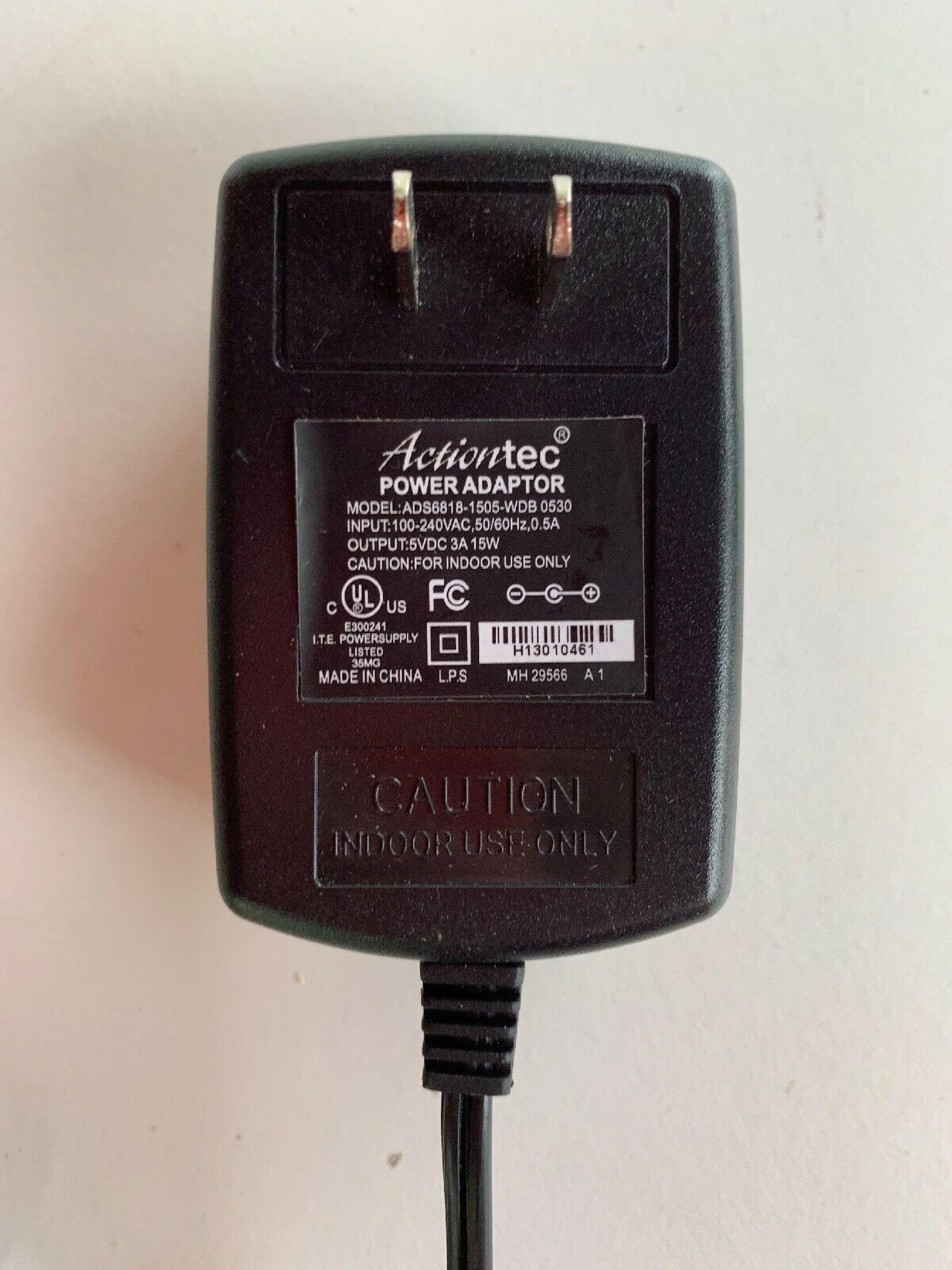 ACTIONTEC ADS6818-1505-WDB 5V DC 3A 15W AC ADAPTER WITH BARREL CONNECTOR