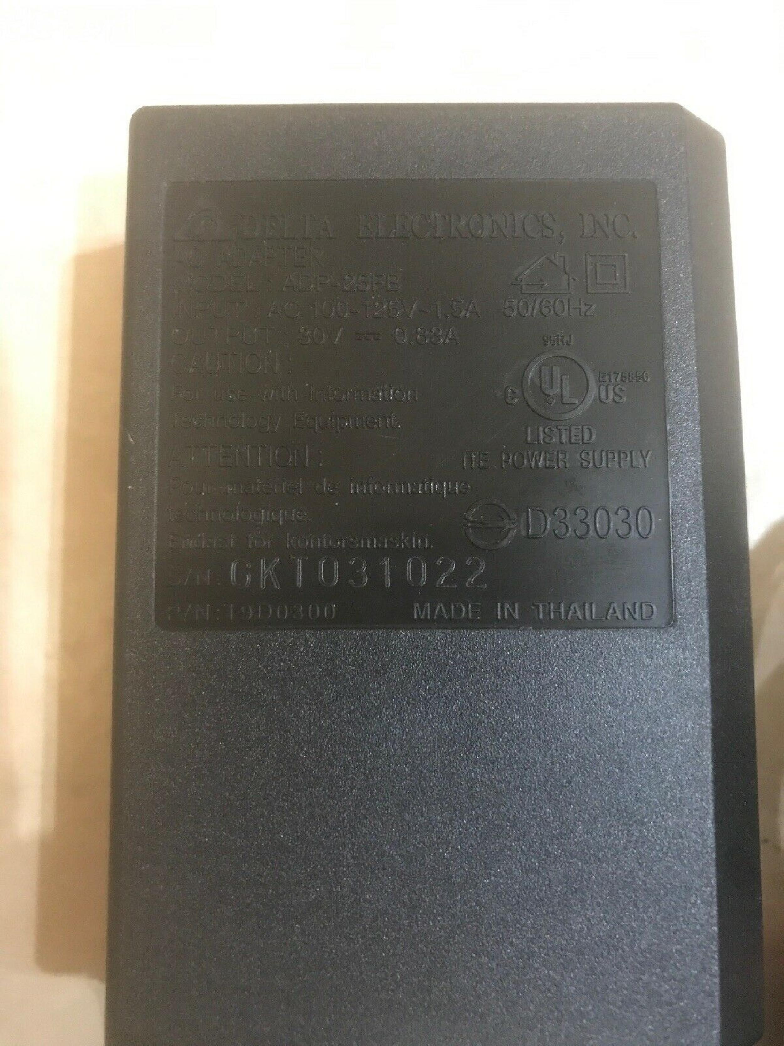 DELTA ELECTRONICS INC ADP-25FB 30V DC 0.83A AC ADAPTER WITH SLIDE IN CONNECTOR CUT WIRE