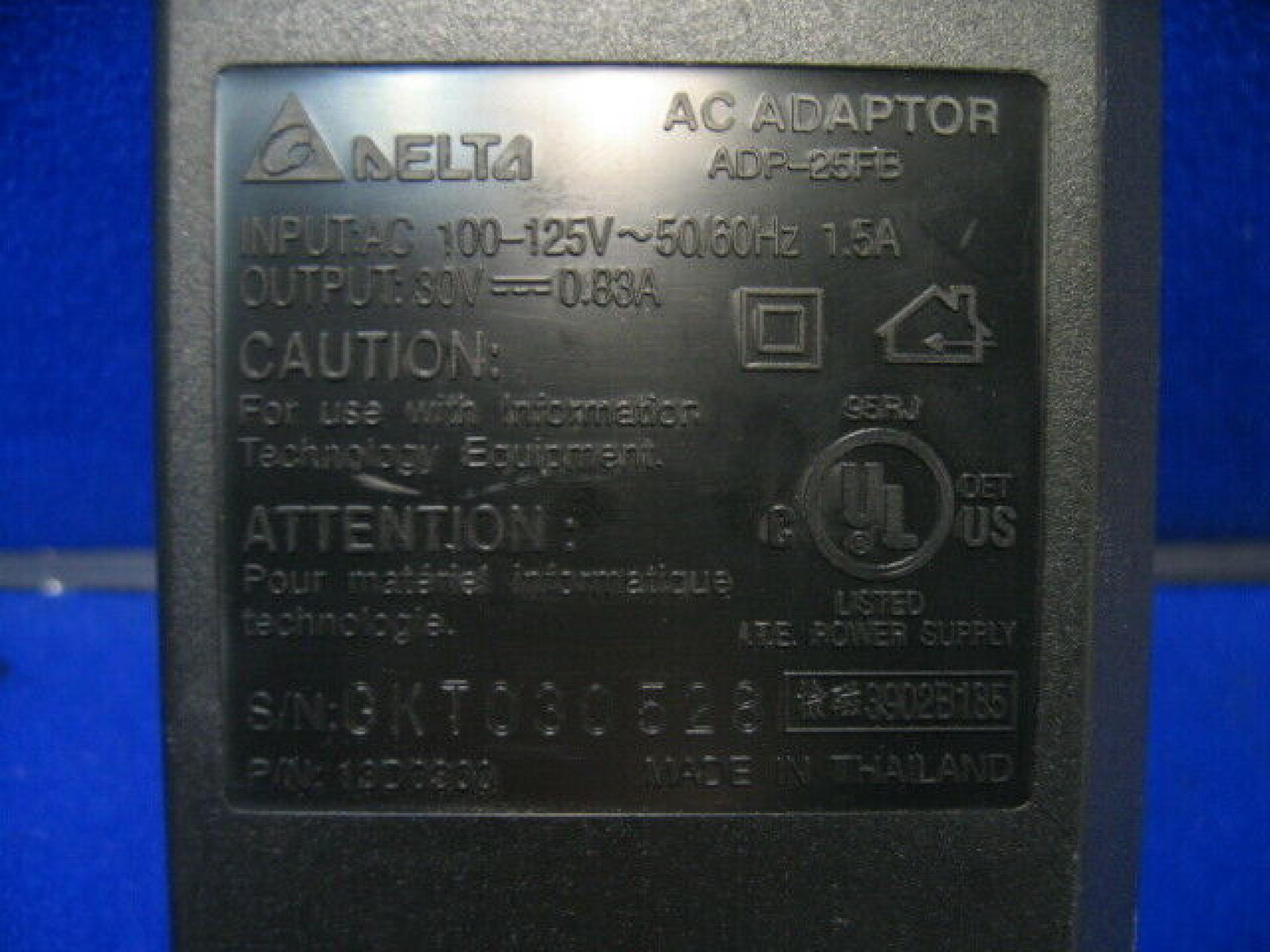 DELTA ELECTRONICS INC 13D0300 30V DC 0.83A AC ADAPTER WITH SLIDE IN CONNECTOR CUT WIRE