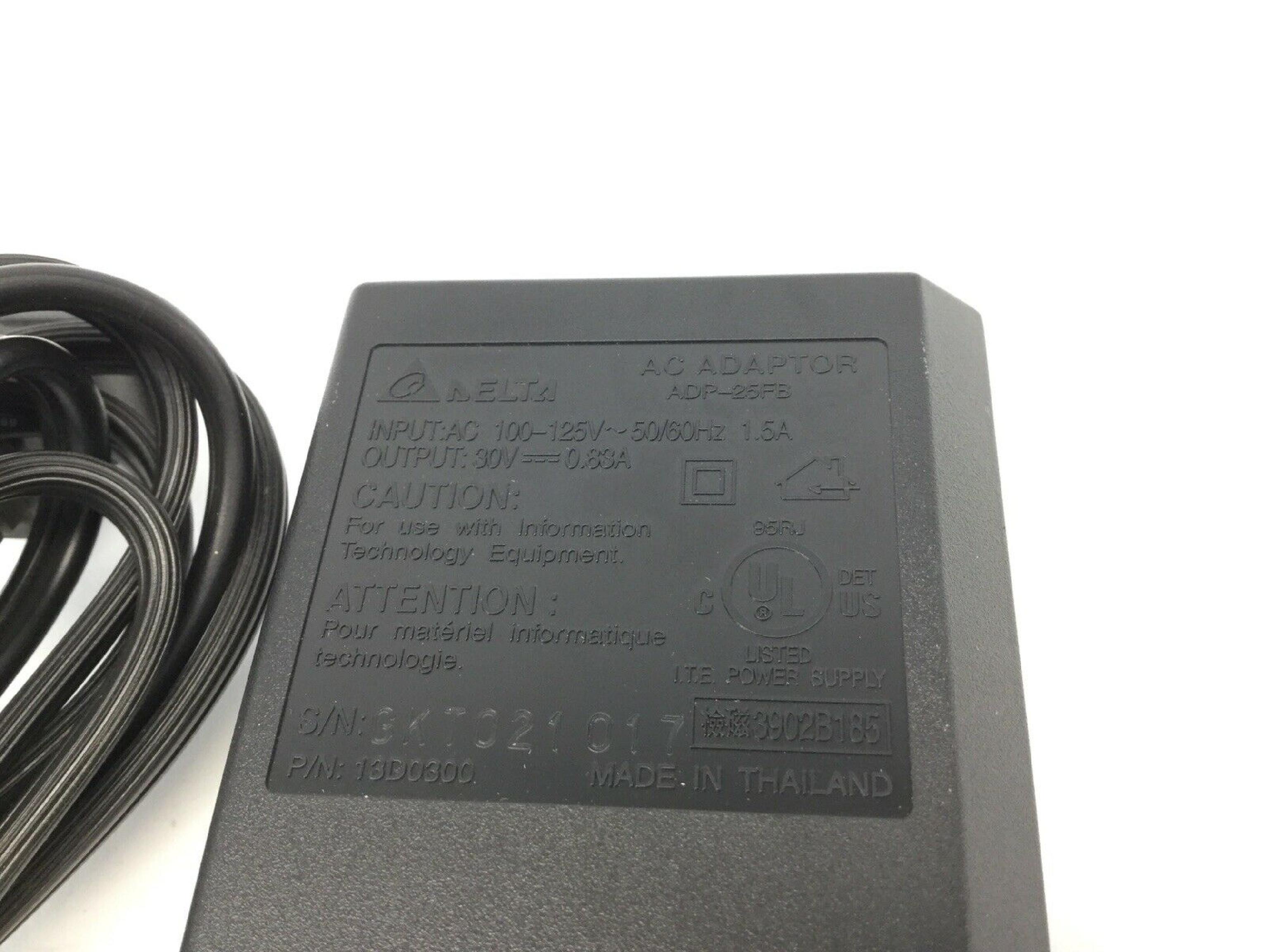 DELTA ELECTRONICS INC 19D0300 30V DC 0.83A AC ADAPTER WITH SLIDE IN CONNECTOR