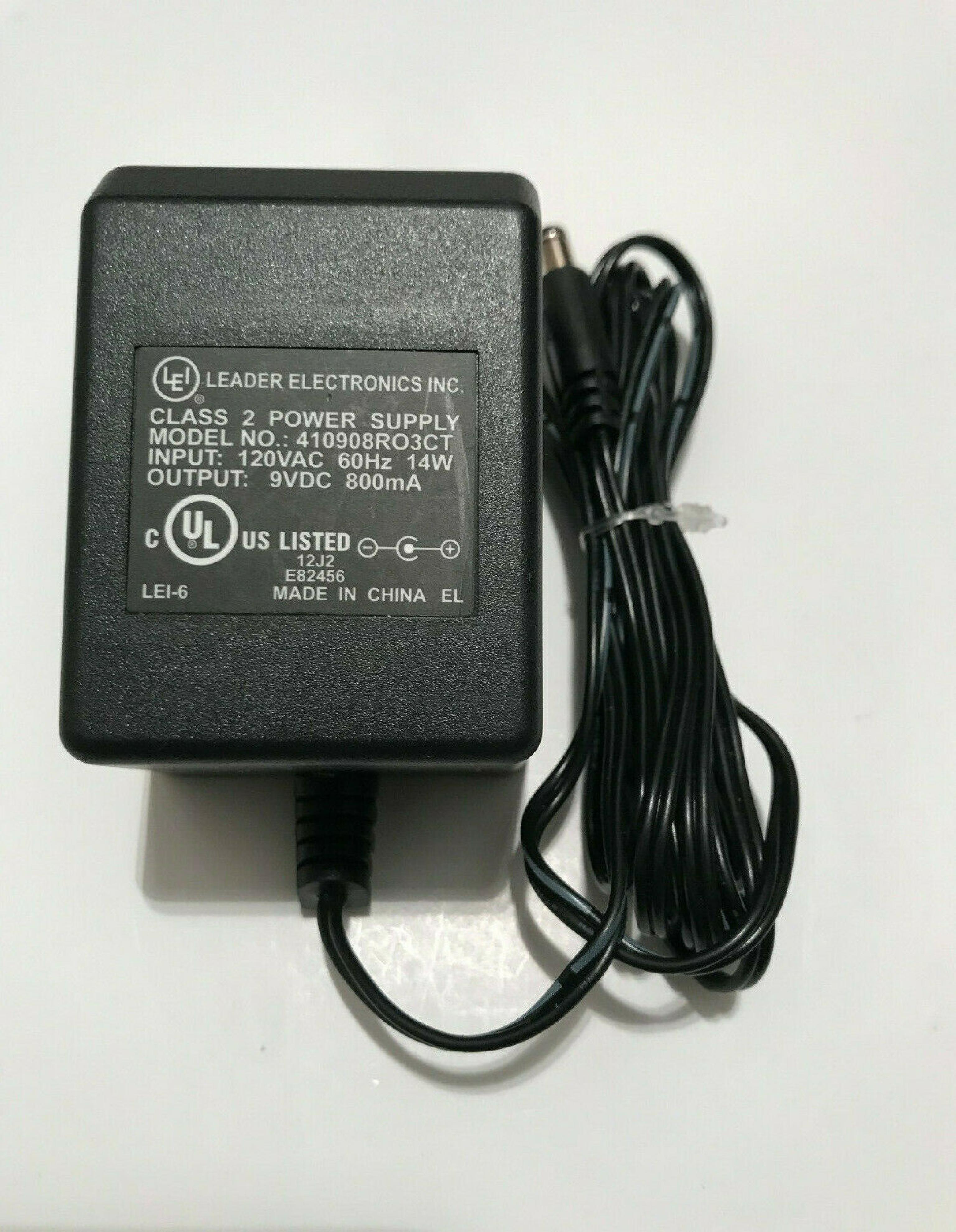 LEI 410908RO3CT 9V DC 800MA AC ADAPTER WITH BARREL CONNECTOR