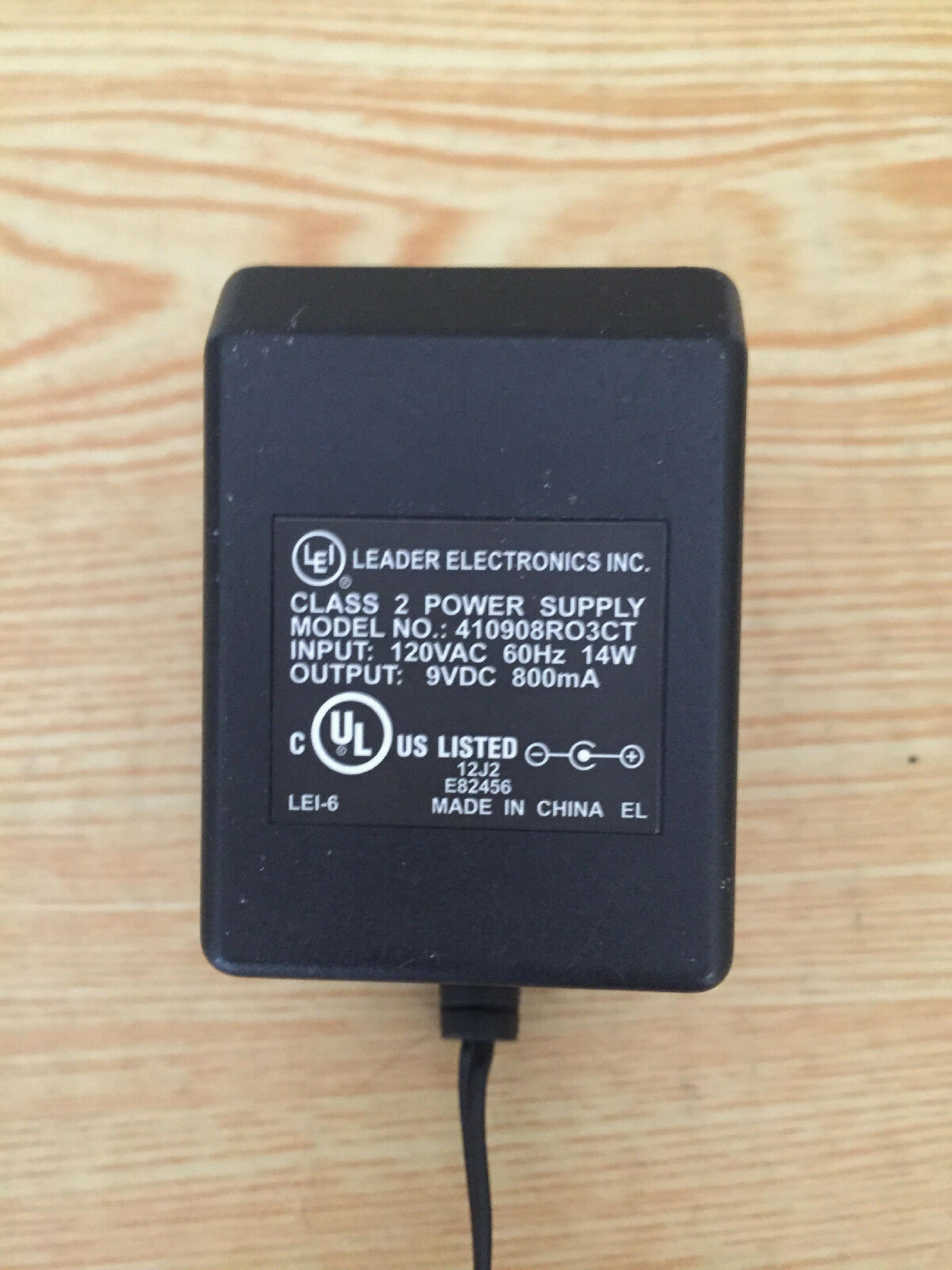 LEI 410908RO3CT 9V DC 800MA AC ADAPTER WITH BARREL CONNECTOR