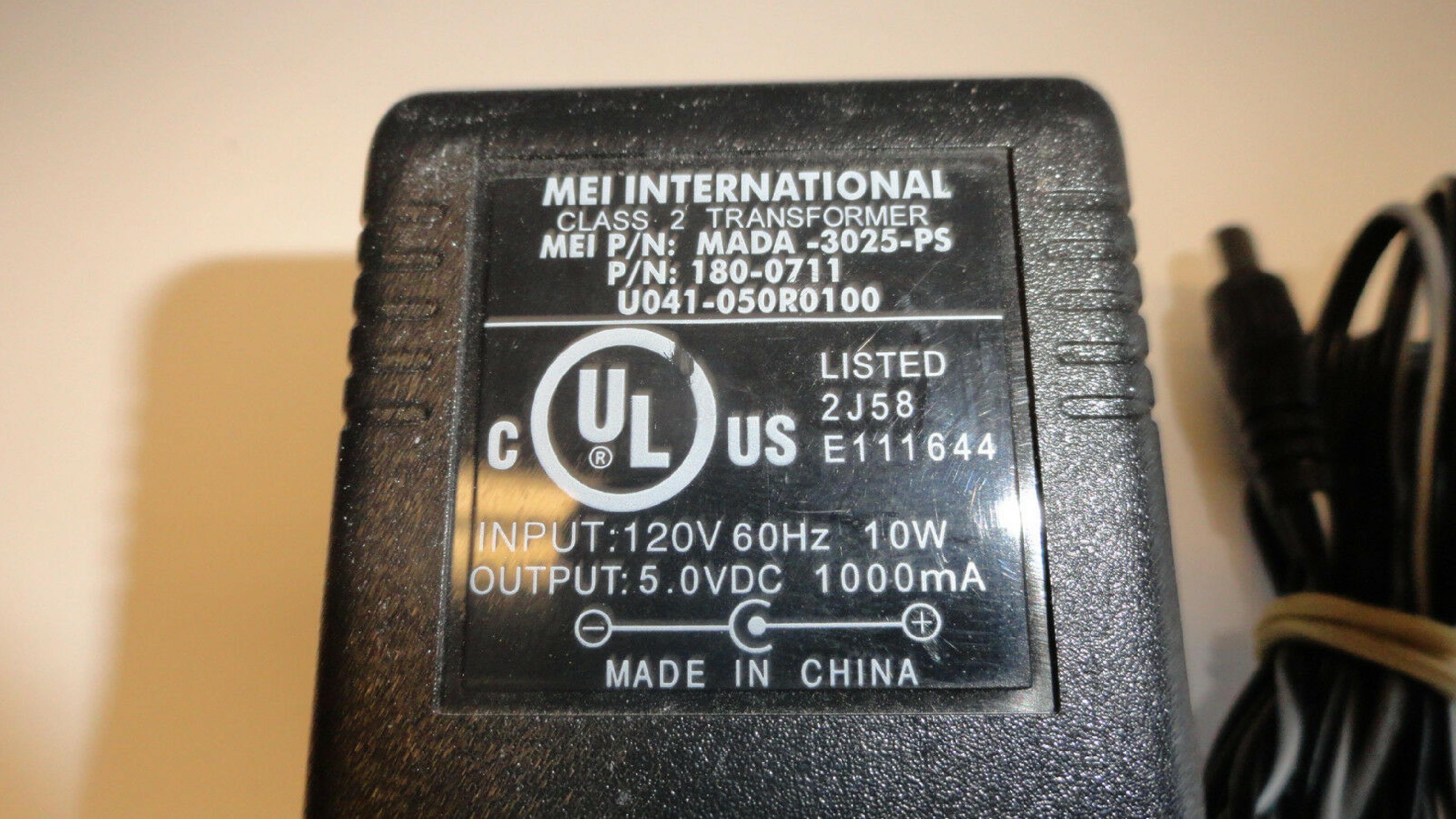 MEI MADA-3025-PS 5.0V DC 1000MA AC ADAPTER WITH BARREL CONNECTOR