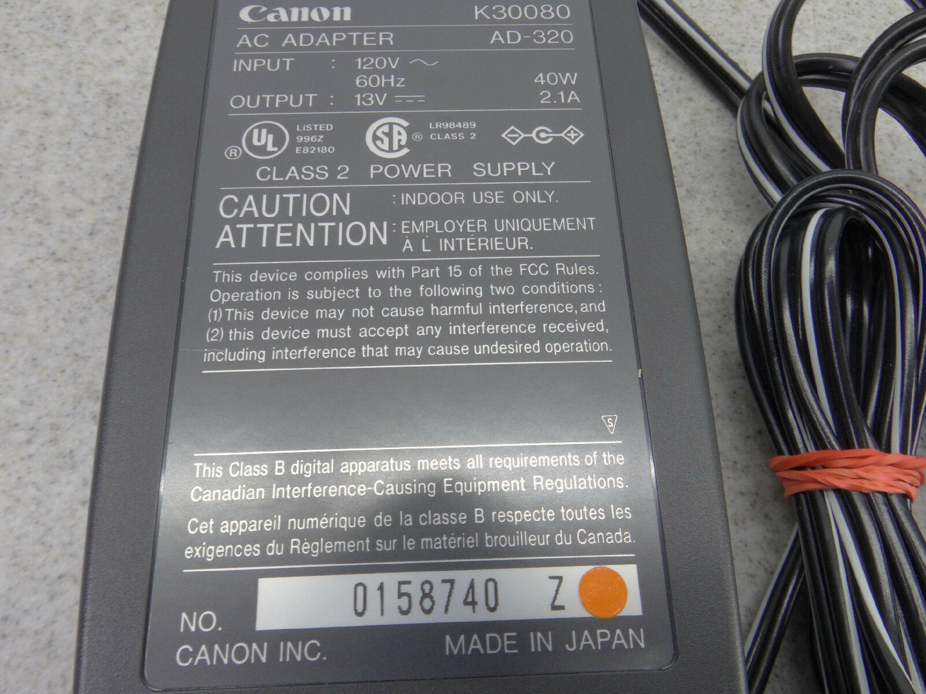 CANON K30080 13V DC 2.1A AC ADAPTER WITH BARREL CONNECTOR