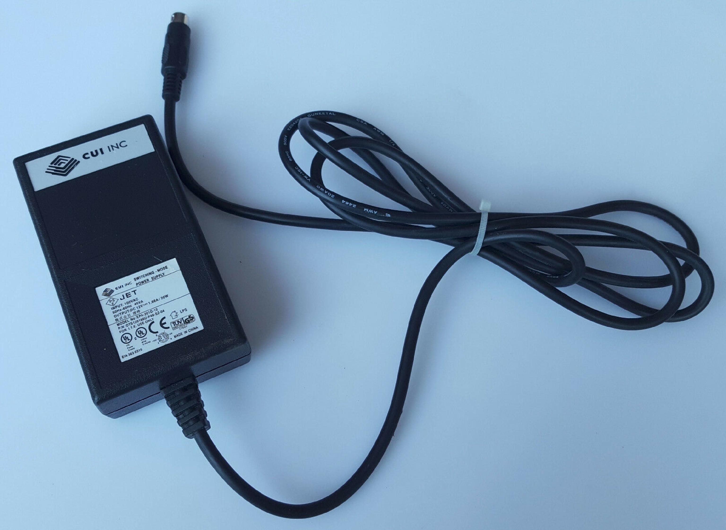 CUI STACK EPA-201D-12 12V DC 1.66A AC ADAPTER WITH CONNECTOR