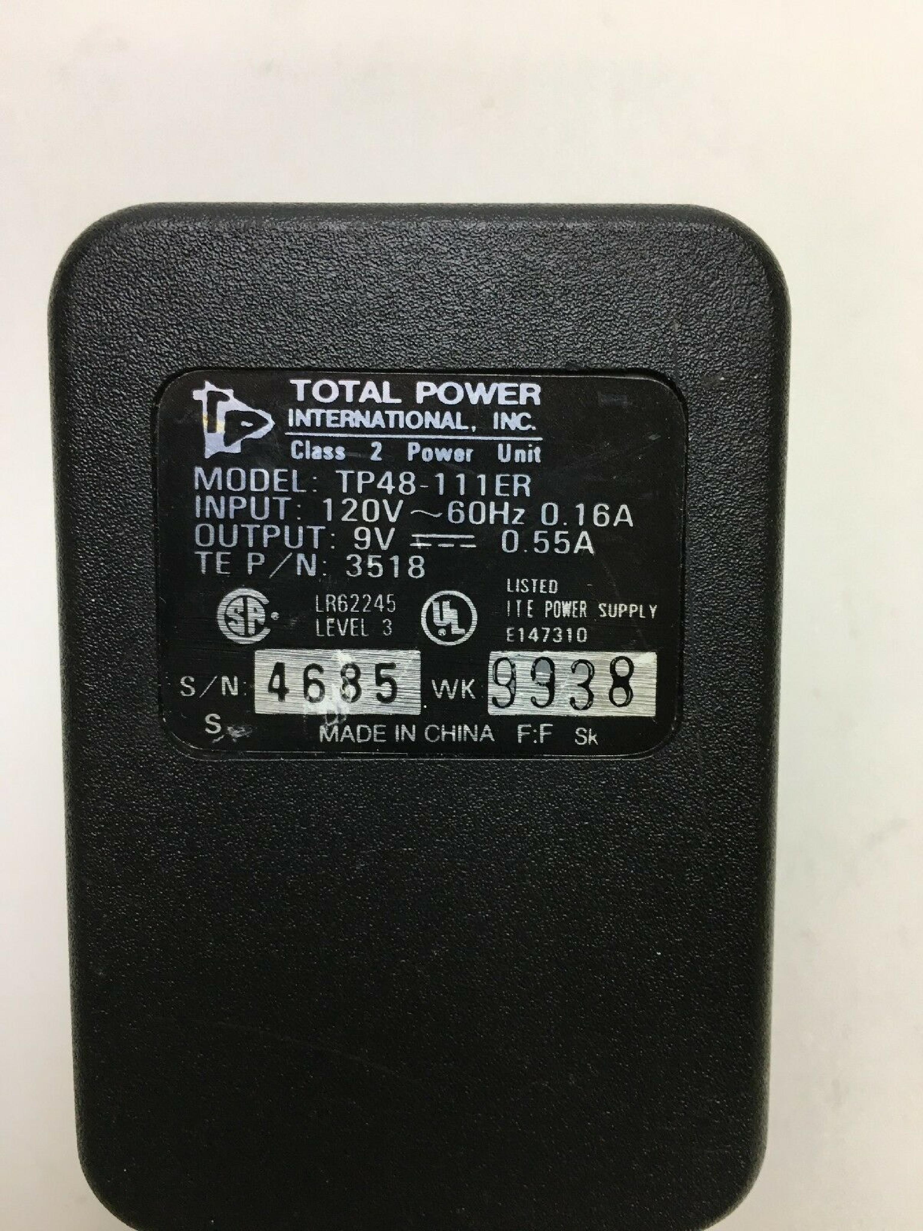 TOTAL POWER TP48-111ER 9V DC 0.55A AC ADAPTER WITH BARREL CONNECTOR